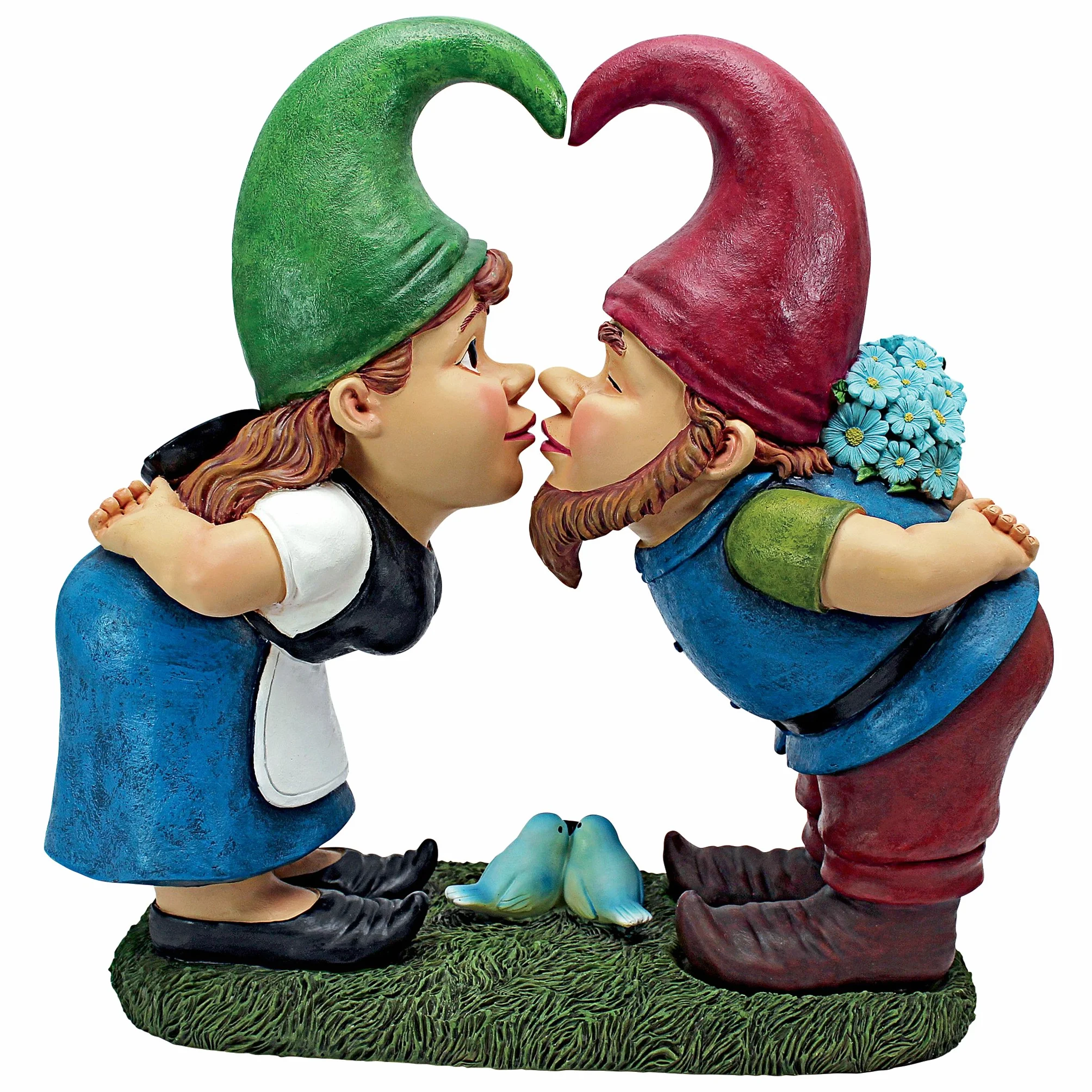 Design Toscano QM2796400 - Figura Beso y decirle, Amante gnomos Estatua, de Color Beige