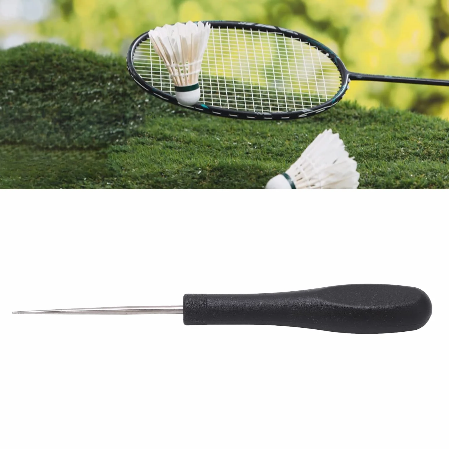 Punzón Recto Cónico de Acero para Encordar Raquetas de Bádminton y Tenis con Mango de ABS