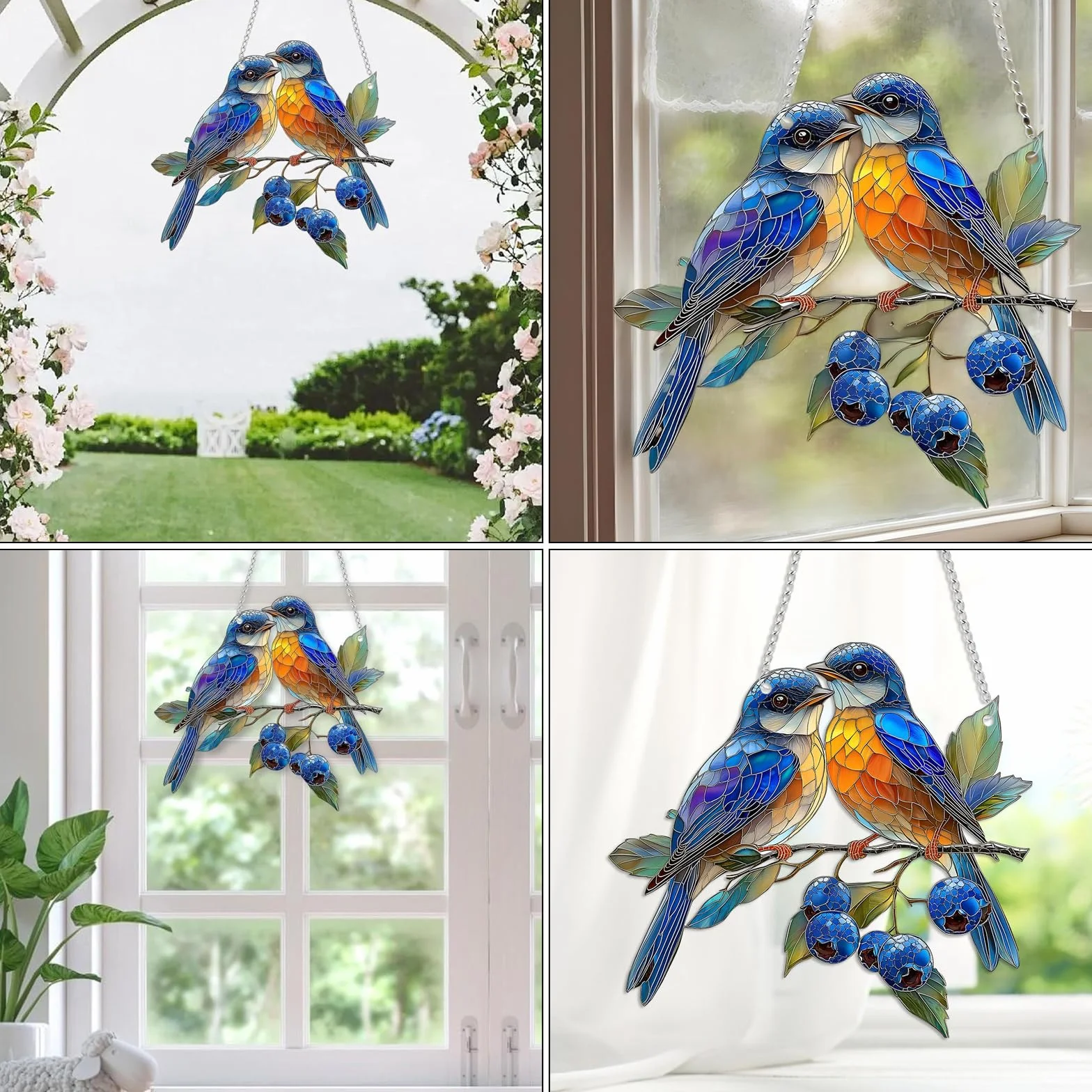 Atrapasoles Colgante Pájaro Decorativo de Acrílico 18x20 cm Decoración Hogar y Jardín Veleta de Viento Sun Catcher para Ventanas Paredes Árboles o Terraza Decoración Interior y Exterior