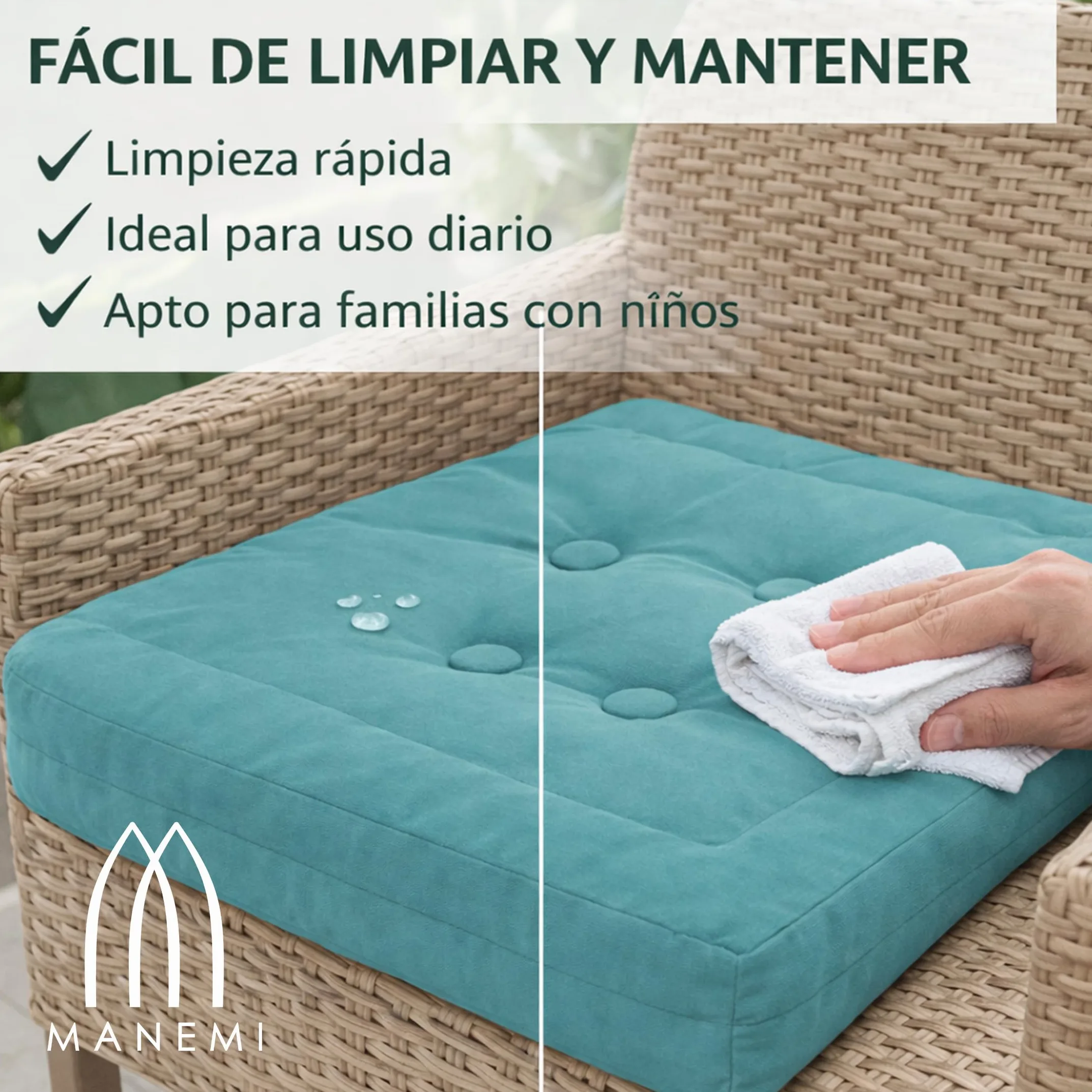 MANEMI Juego de 2 Cojnes de Suelo Acolchado 45x45x10cm, Cojines para Palets, Banco, Silla y Suelo, Asiento Cómodo Decorativo para Interior y Exterior. Juego de 2 Cojnes Decorativo