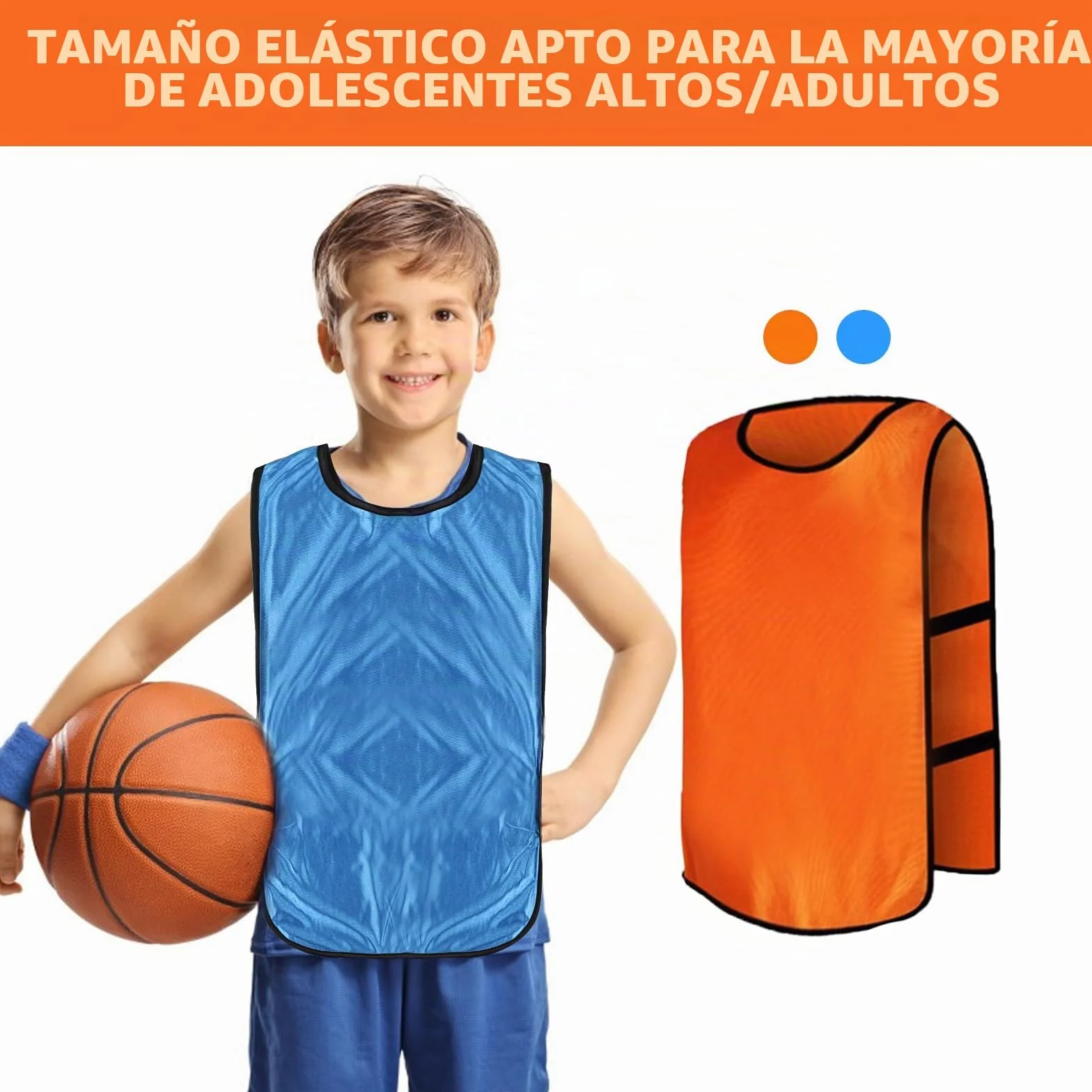 Reversible Football Training Vests for Kids Youth Adults Orange Blue