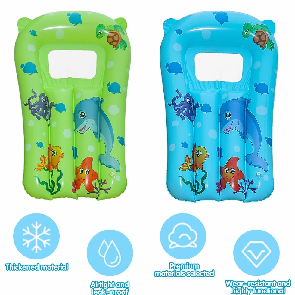 Tabla de Bodyboard Hinchable 2 Piezas 69 x 46cm para Surf Playa Piscina Natación (Azul + Verde)