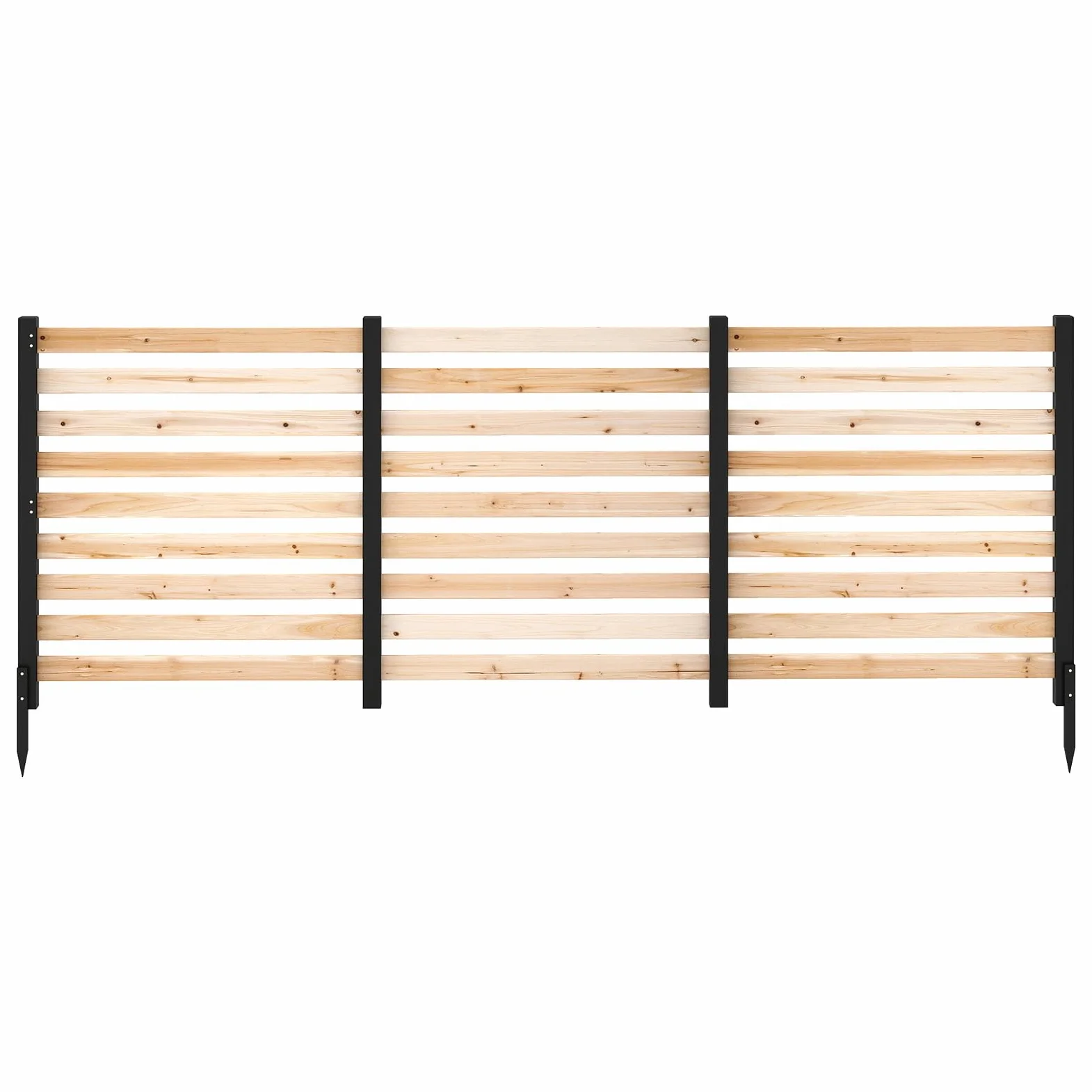 HOMASIS 98x107 cm Valla Jardín Exterior de 3 Paneles | Pantalla de Privacidad de Madera con Ángulo Ajustable y Estacas, Cerramiento Ocultación para Aire Acondicionado
