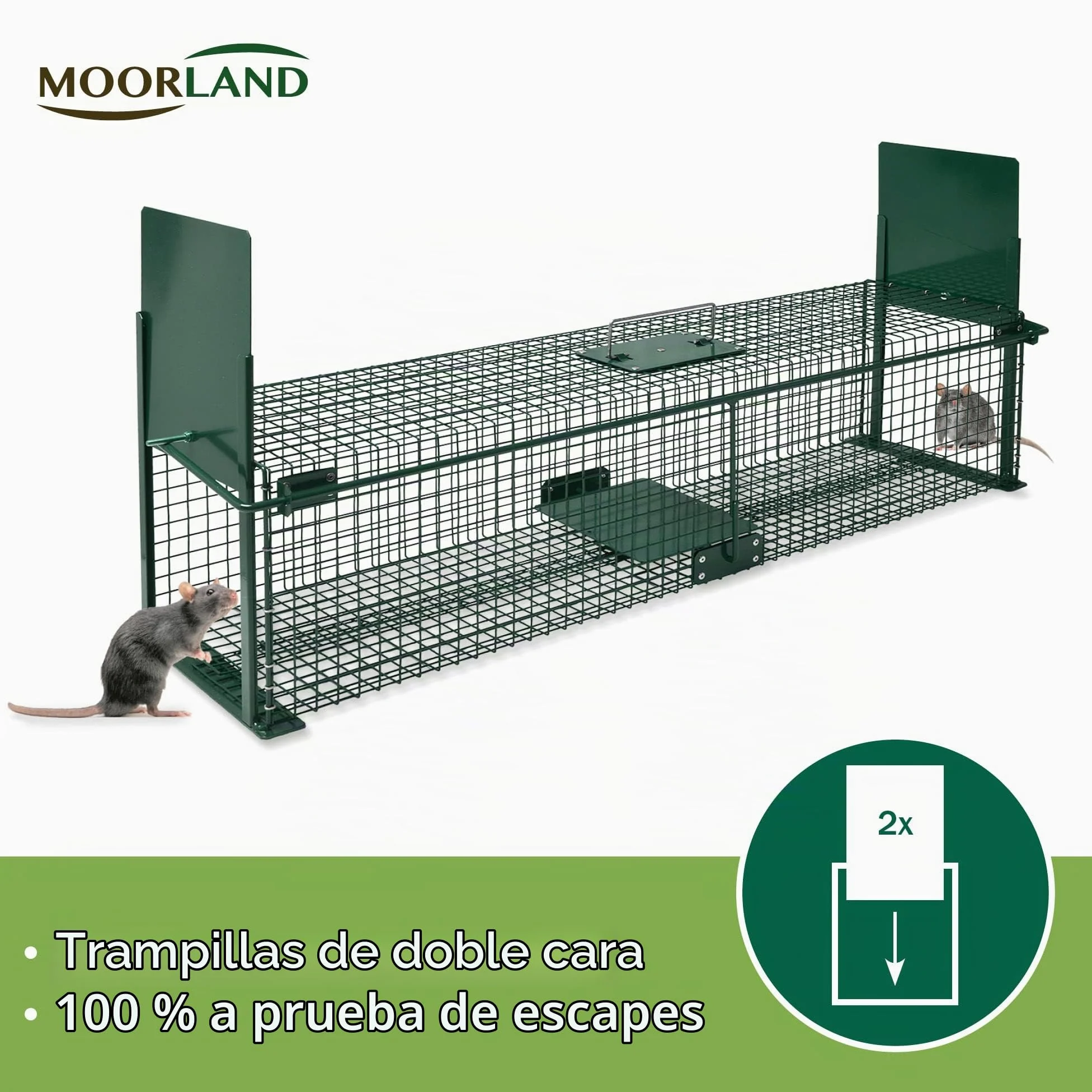 Moorland Trampa Viva XXL para martas con 2 entradas Reutilizable Caja Gatos | 100x25x25cm de animales para zorros estable y respetuosa ratas jaula captura Safe 5007