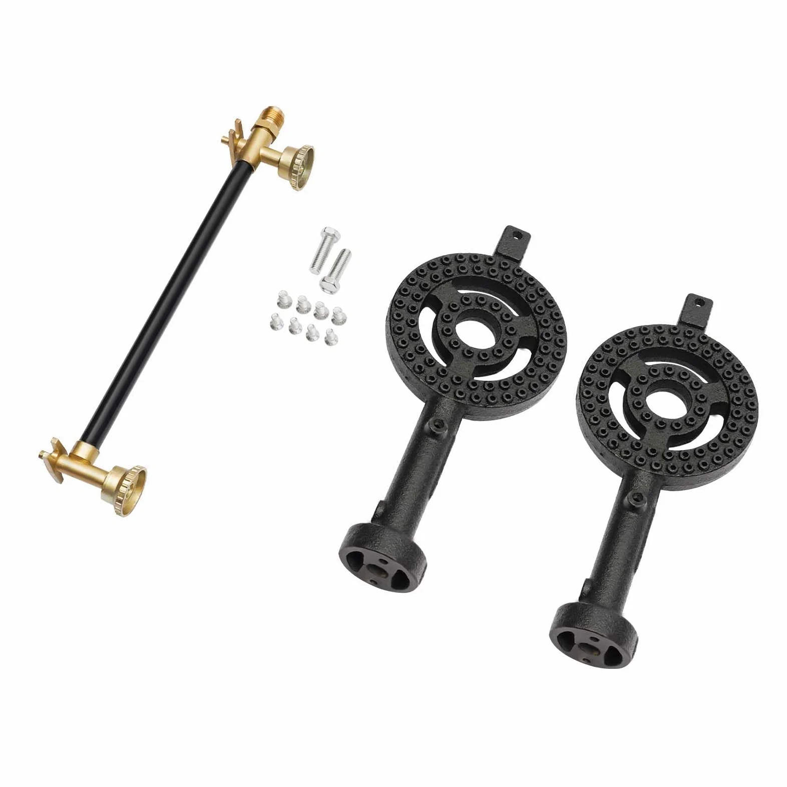 Hornillo de Gas Negro para Exteriores, 8000 W, 48x25x11,5cm Doble Quemador con Manguera reguladora, portátil, para Camping, jardín, Barbacoa, Patas fijas, portátil, Ligera