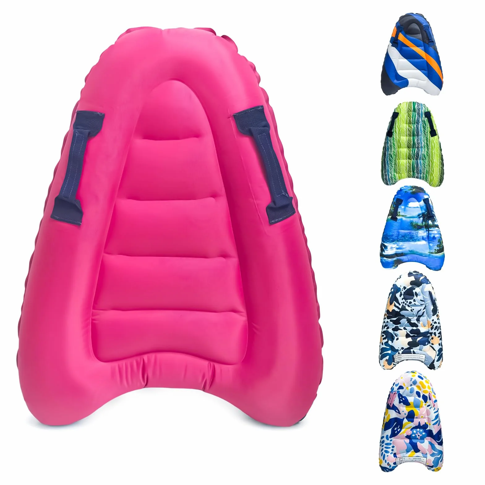 Tabla de Bodyboard Inflable Portátil Ligera con Asas Flotante para Natación Piscina (Rose Pink)
