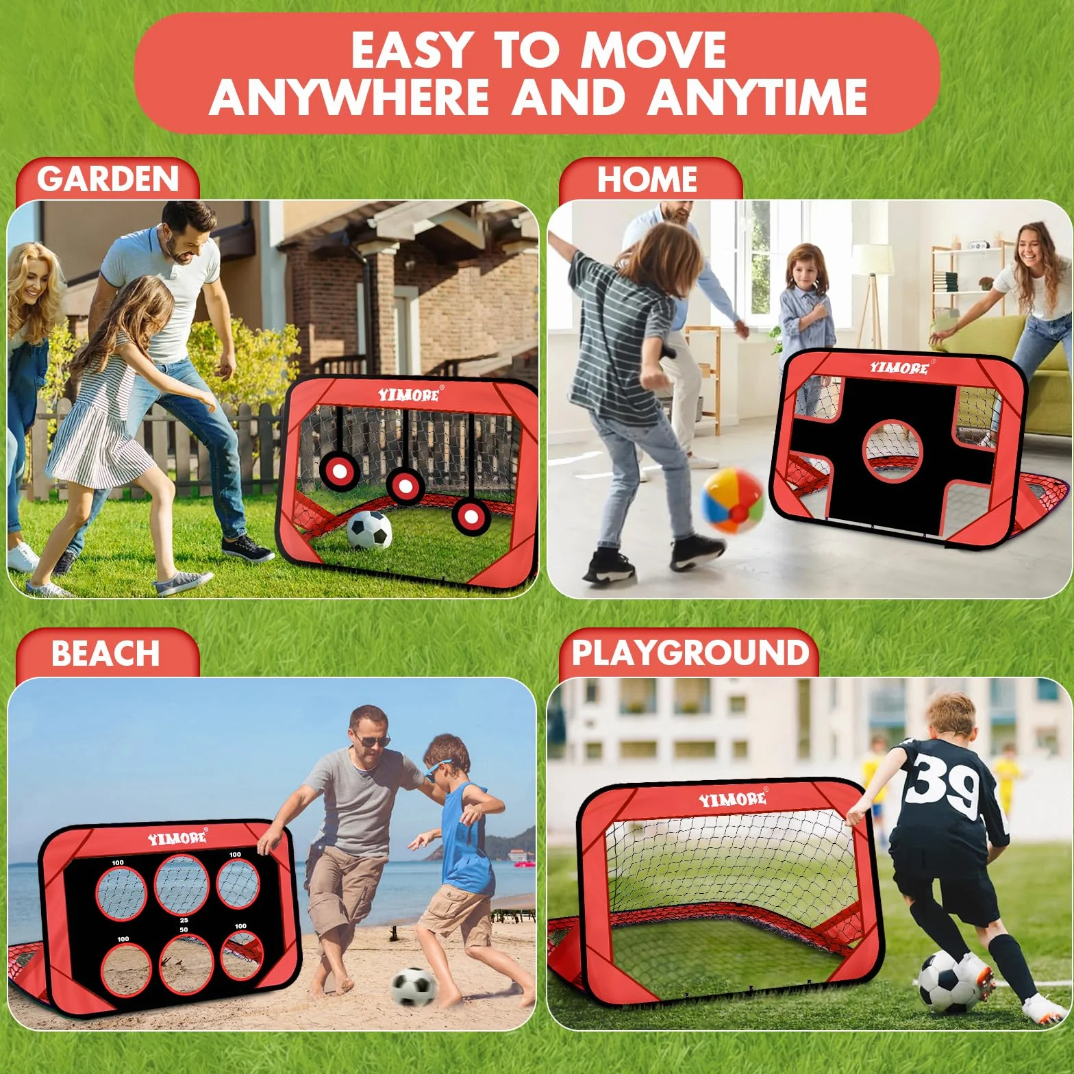 YIMORE Porteria Futbol Niños Plegable 120x80x80 CM Pop Up para Jardin Exterior