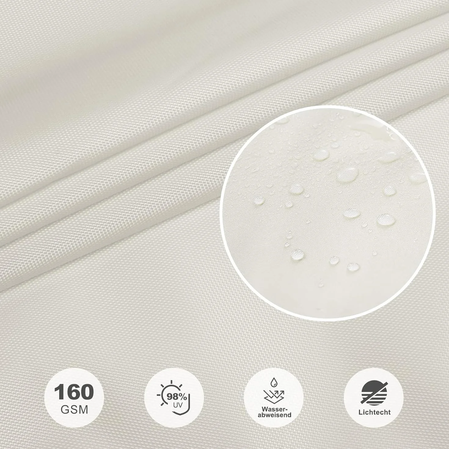 HAIKUS Toldo Vela de Sombra Impermeable Rectangular 2x3m Protección UV PES, Toldos para Patio Exterior Jardín Terraza - Crema