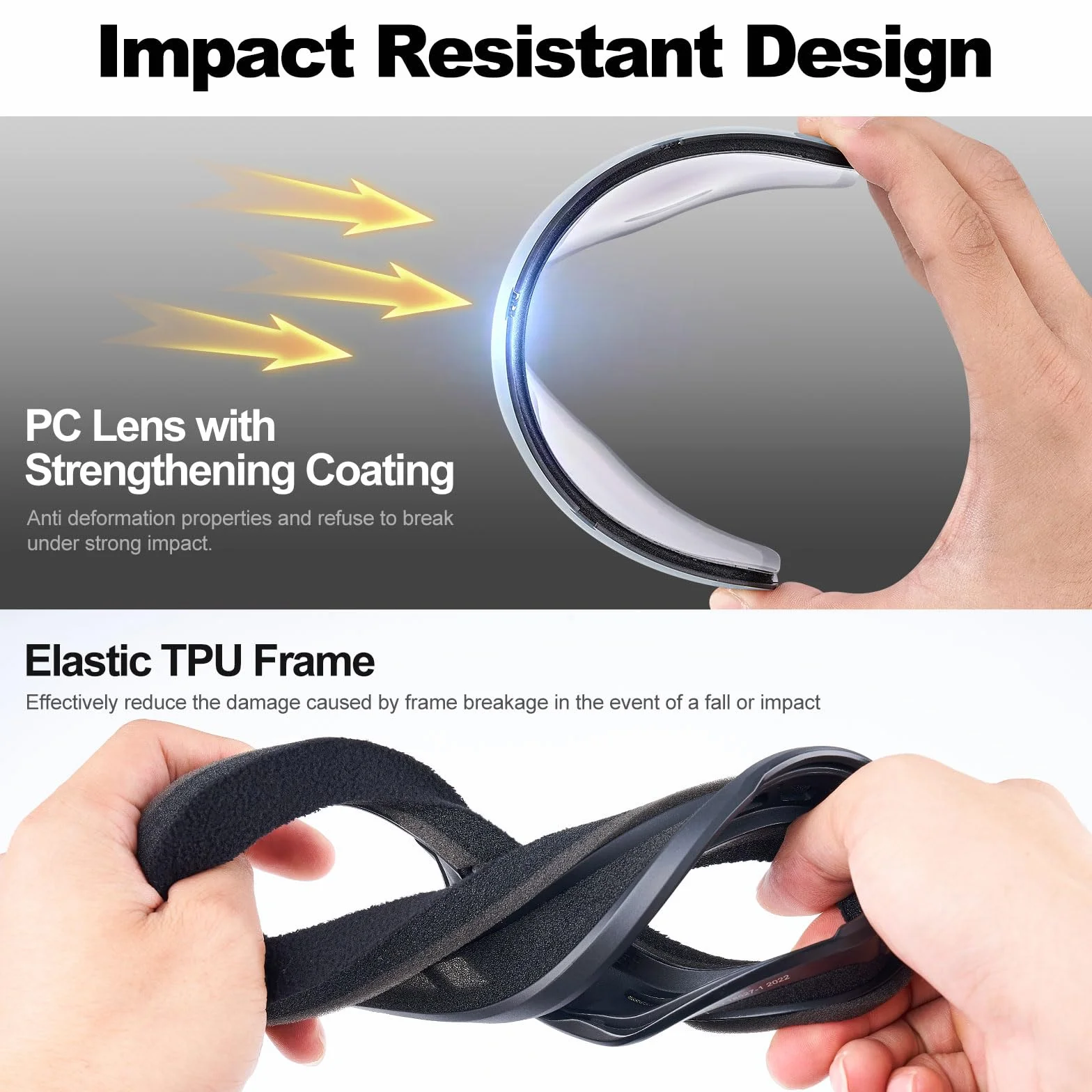 Odoland Gafas de Esquí para Adultos y Jóvenes, Doble Capa - Protección UV y a Prueba de Viento, Compatible con Casco