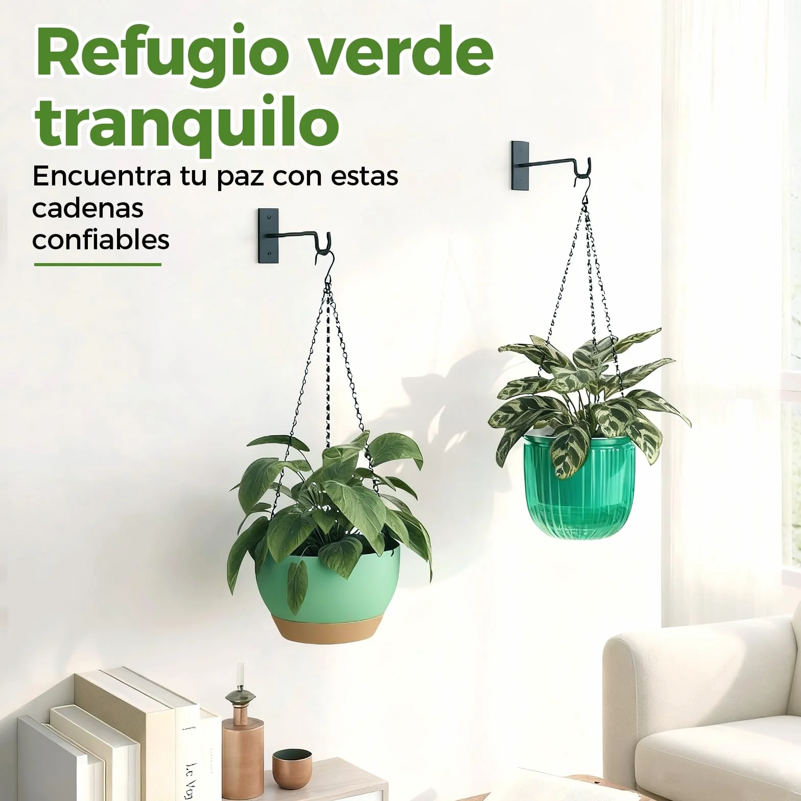 Bamworld Lote de 3 Cadenas de Suspensión Negras 45 cm, para Macetas Colgantes, Maceteros Colgantes y Soportes de Jardineras de Balcón, Uso en Interior y Exterior (Solo las Cadenas, Maceta NO Incluida)