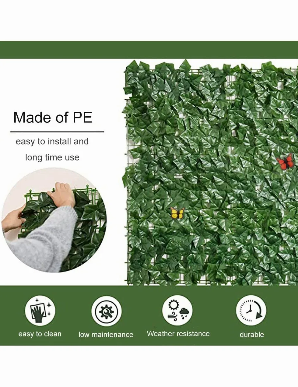 Seto Artificial Hiedra Artificial Ocultacion Jardin,Vallas para Jardin,Valla De Plástico Anti-Fading, Seto Artificial 0.5 1 1.5 2 Metros(Size:2x6m/6.56x19.69ft)