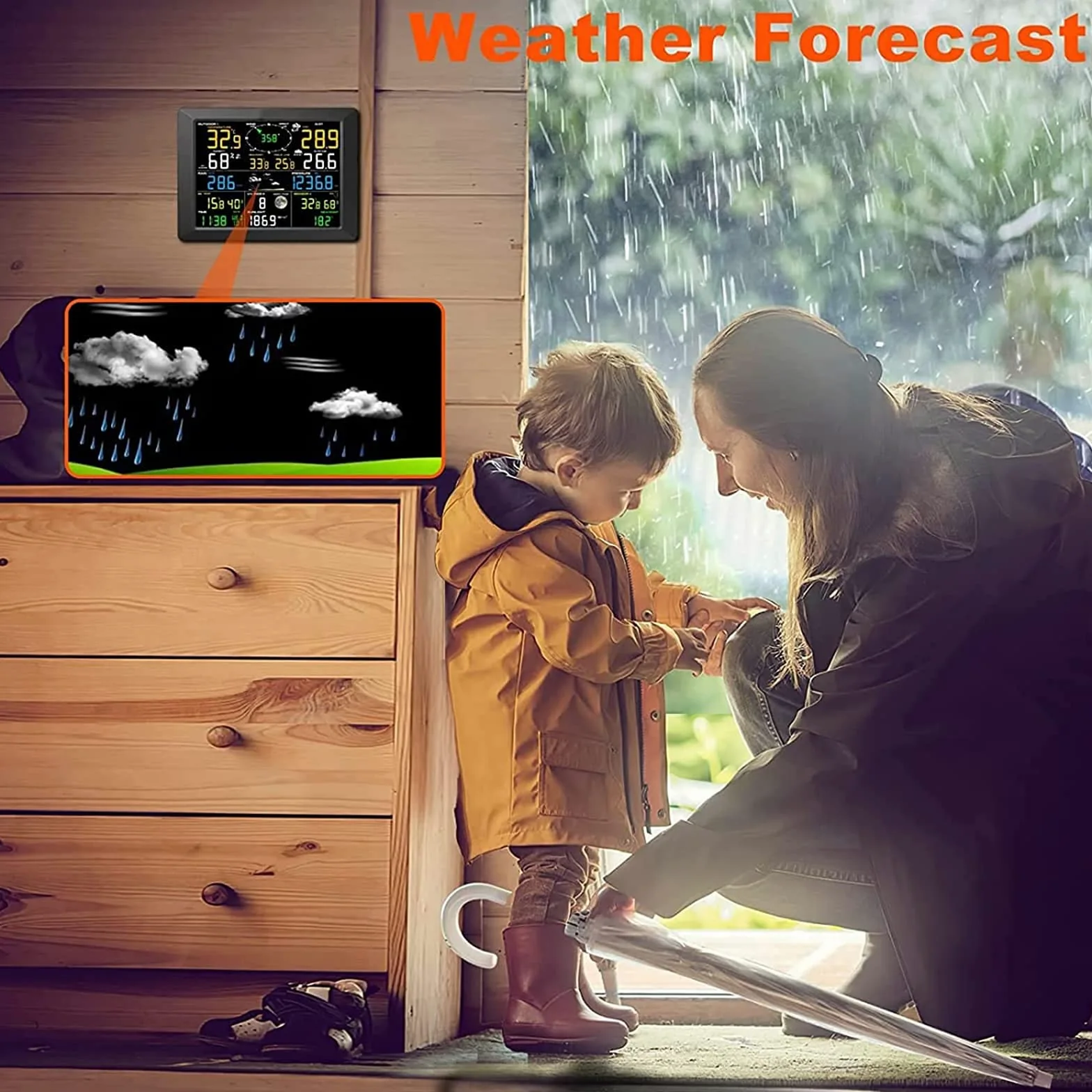 MRKU Estación meteorológica doméstica, Wi-Fi, Temperatura, Humedad, Lluvia, Velocidad del Viento y dirección