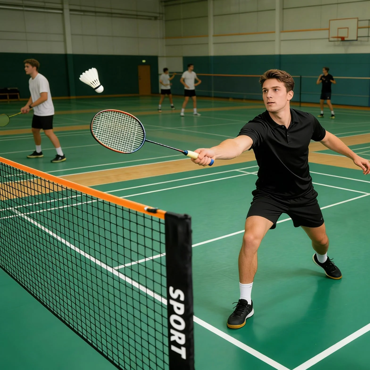 Red de bádminton portátil de 3 m de poliéster para niños y adultos, altura ajustable con soporte