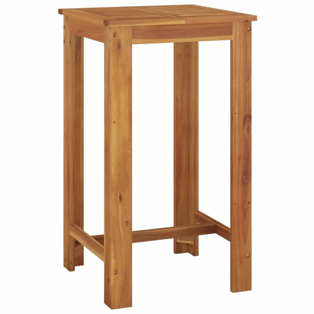vidaXL Mesa y Taburetes Altos de Jardín 3 pzas, Juego de Muebles de Bar, Mesa Sillas Altas, Mesita Asientos Exterior, Madera Maciza Acacia