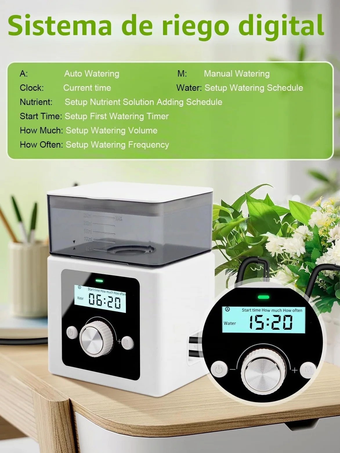 Sistema de riego automático, riego automático para plantas de interior, sistema de riego automático para plantas de interior, ideal como sistema de riego de vacaciones