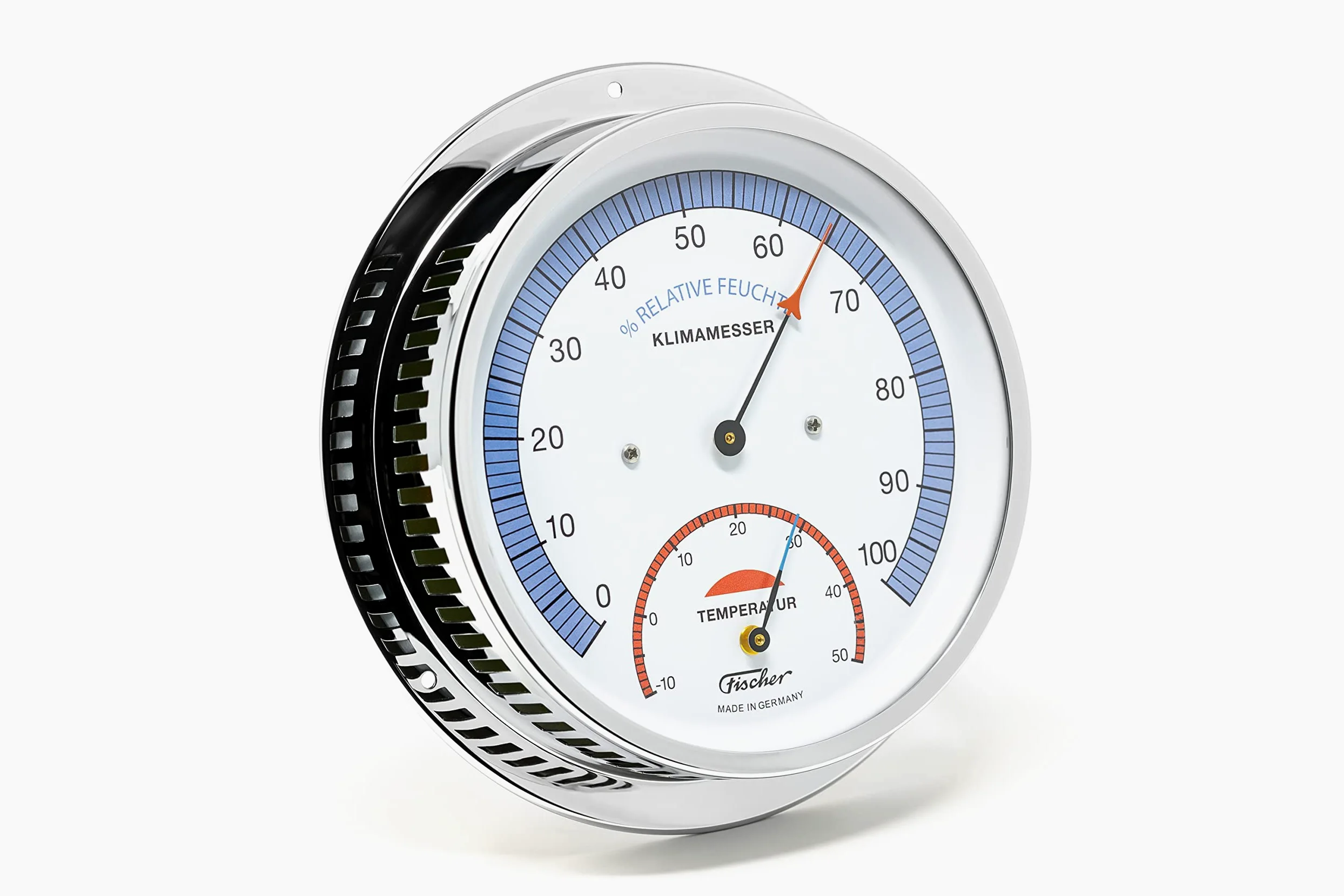 Fischer 5048-47 - Medidor climático para interiores, higrómetro de pelo de 155 mm y termómetro bimetálico de latón, fabricado en Alemania