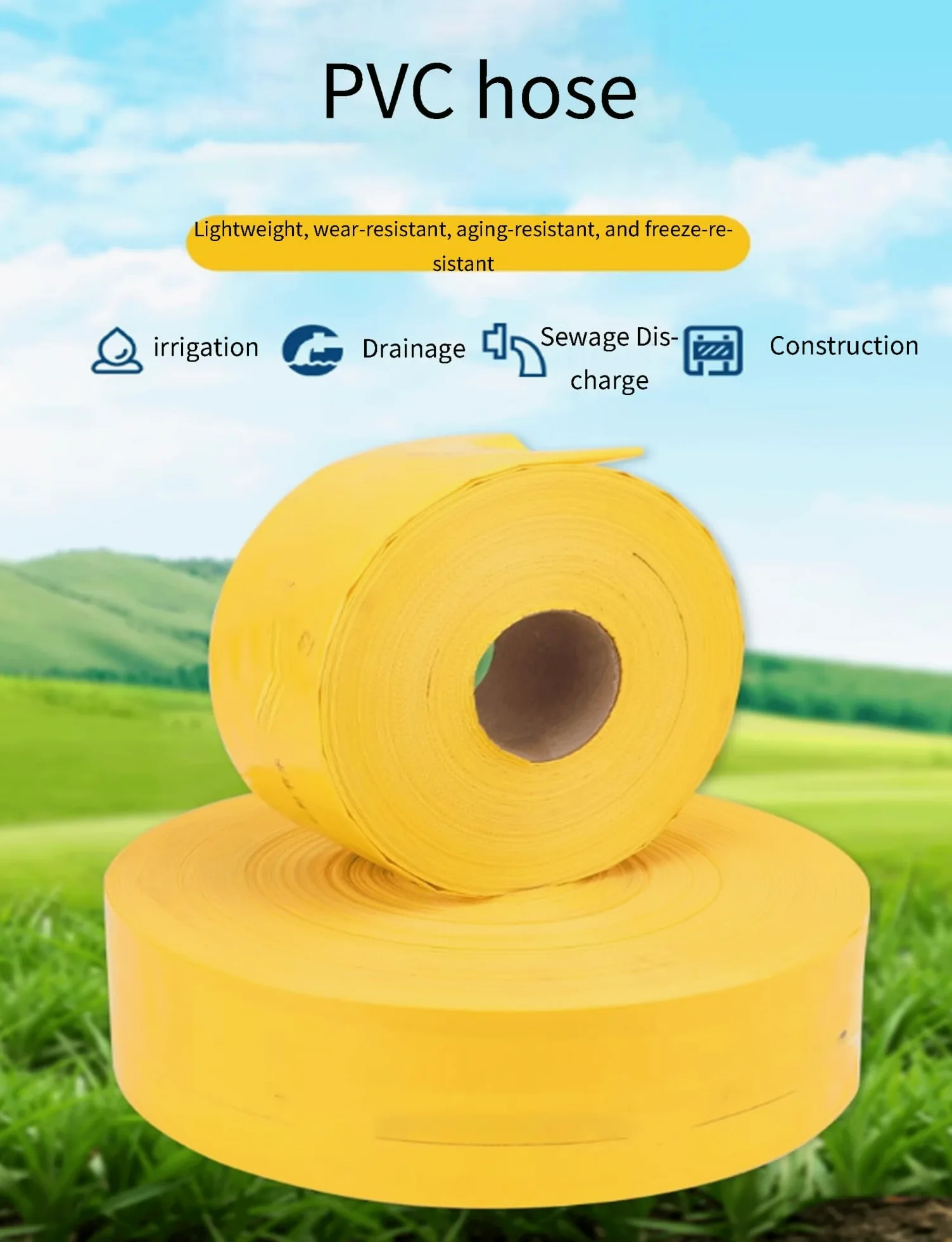 Manguera plana for estanque de descarga de agua, manguera de descarga plana de PVC, diámetros múltiples de 1,5 a 6 pulgadas, longitudes de 5 a 50 m (3 pulgadas, 5 metros)(2in,50meter)