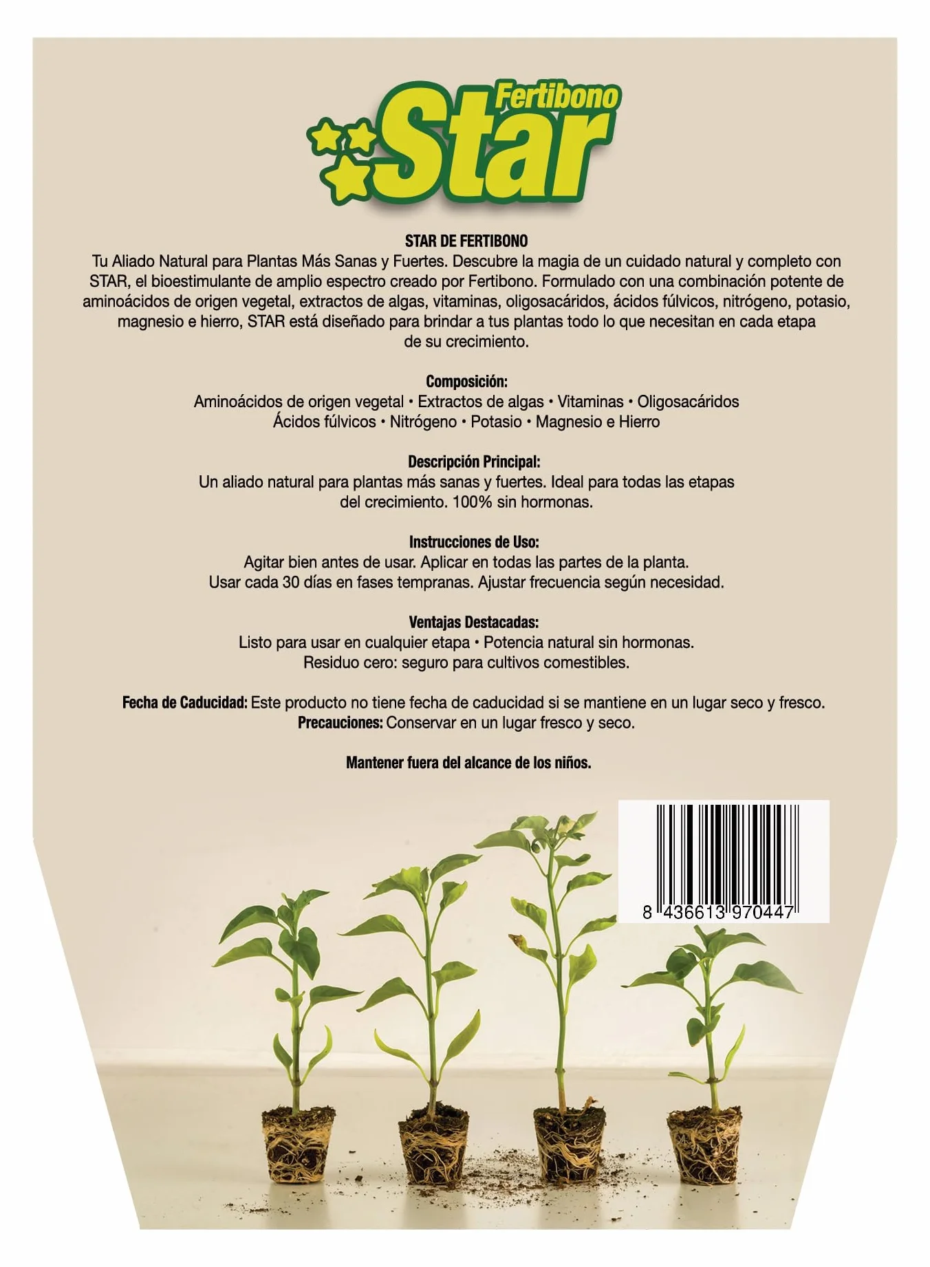 FERTIBONO STAR: Enraizante Orgánico para Plantas y Esquejes, (750ml), Crecimiento Rápido y Fuerte, Enriquecido con Abono, Vitaminas y Algas, Sin Hormonas – Residuo Cero.
