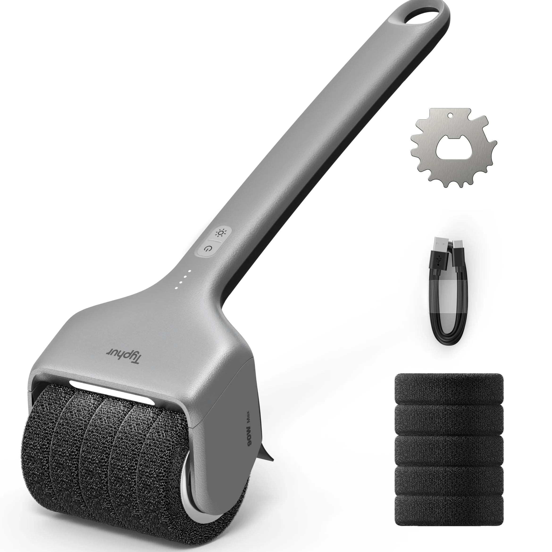 Typhur Cepillo eléctrico para Barbacoa, 90 W de Alto par de torsión, Limpiador de Parrilla Estable con Limpieza Profunda de Vapor, Cepillo inalámbrico sin cerdas para Rejillas Calientes, Limpia Entre