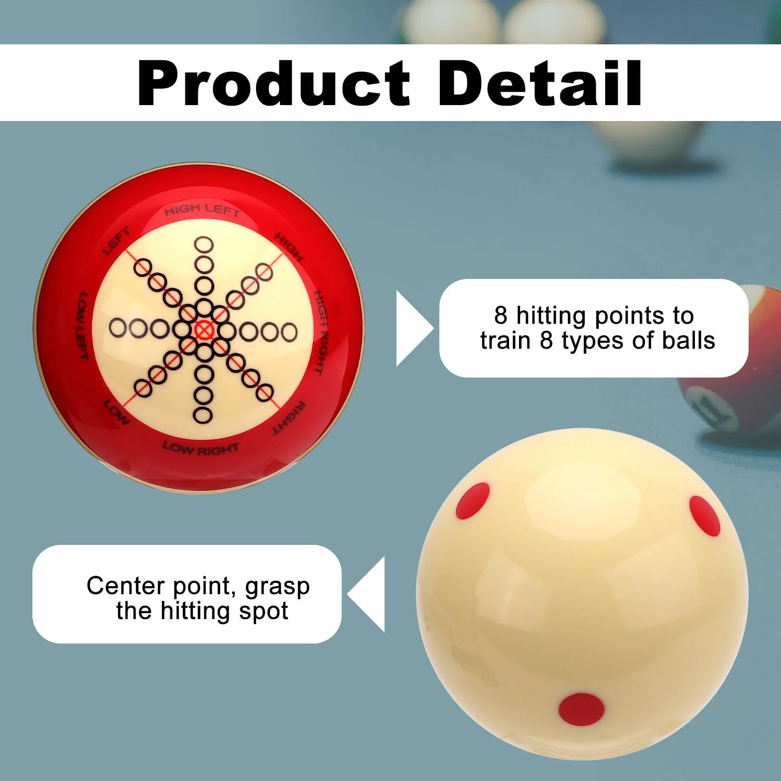 Bolas de Entrenamiento de Billar 2uds Punto Rojo para Juegos Deportes