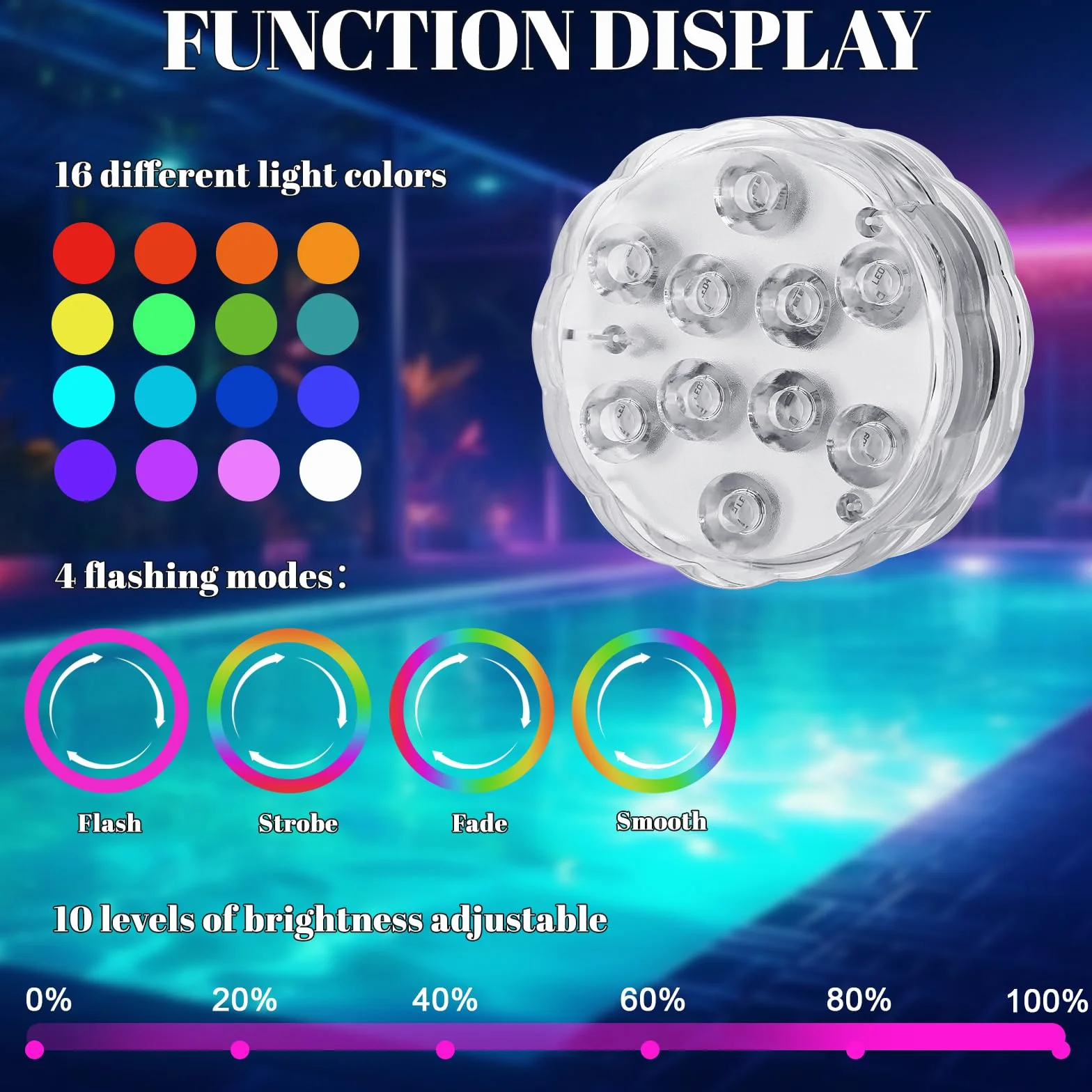 Luces Piscina, Luces Led Sumergibles, Con Control Remoto, luz Piscina Sumergible IP68 Impermeables, Para Piscinas, Jarrones, Acuarios, Estanques, BañEras Y Para Navidad y Fiestas Decoración, 4 Piezas