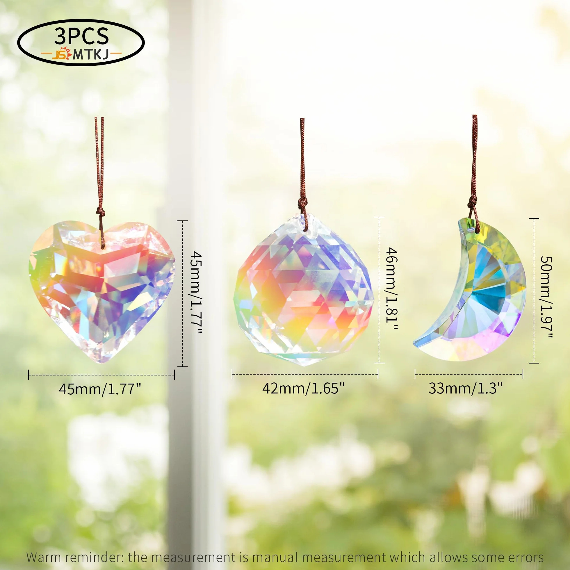 Colgante de Bolas Atrapasoles 3Pcs Bola de Cristal Prisma Decoración para Ventanas, Hogar, Oficina, Jardín
