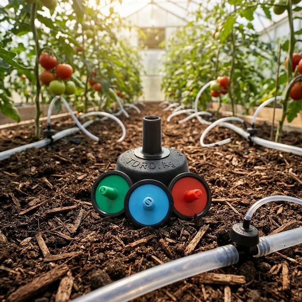 Suinga. 500 x GOTERO AUTOCOMPENSANTE y ANTIDRENANTE 4 litros por hora. Gotero para riego agricola, se conecta a la tubería de riego 16 a 32mm o al microtubo 4,5 x 6,5mm.