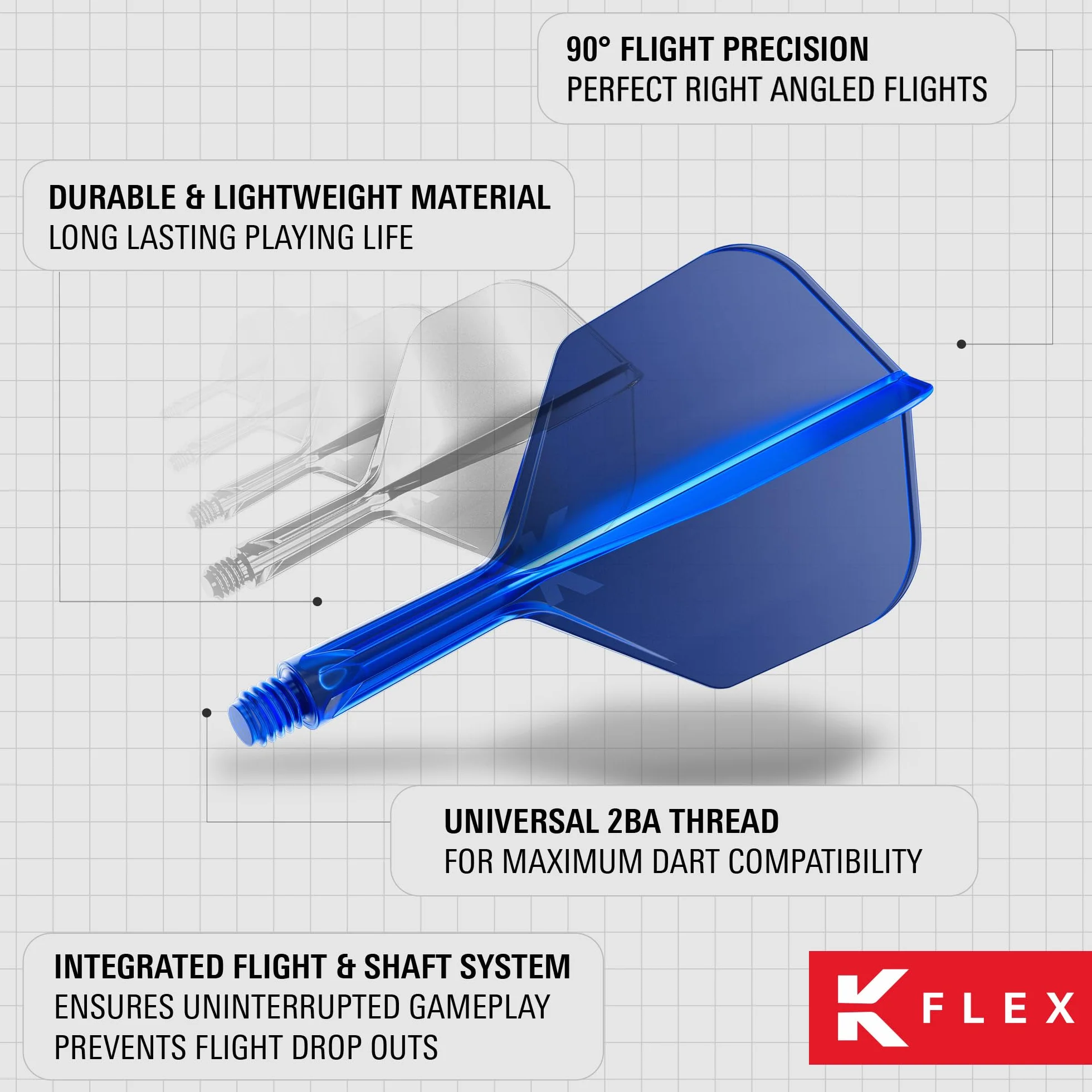 Target Darts K Flex No.6 Plumas y Cañas Integradas, 3 Pack Corto Intermedio Medio