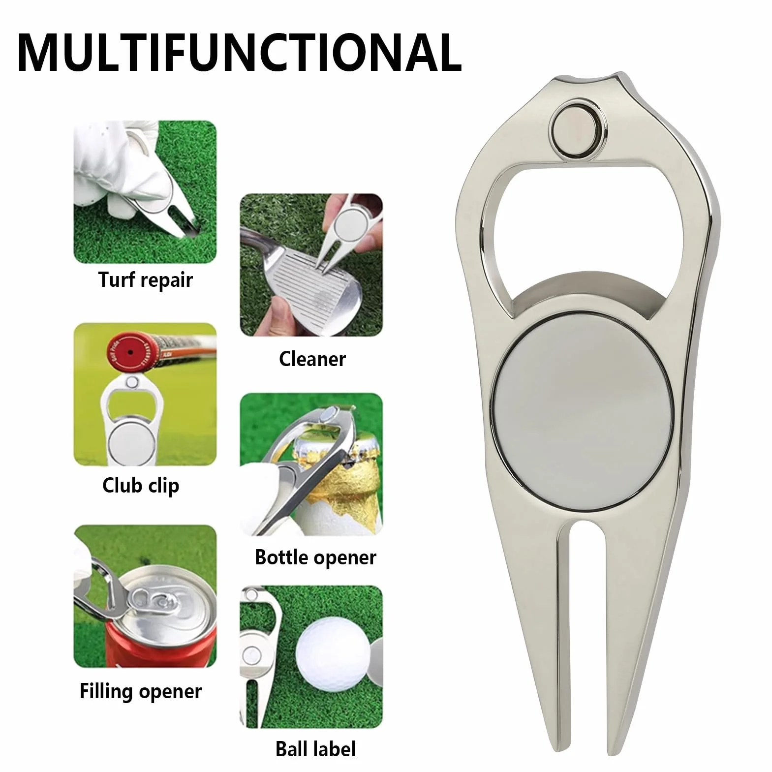Herramienta de Divot de Golf Doble Punta, Tenedor Ergonómico Compacto para Reparación del Green