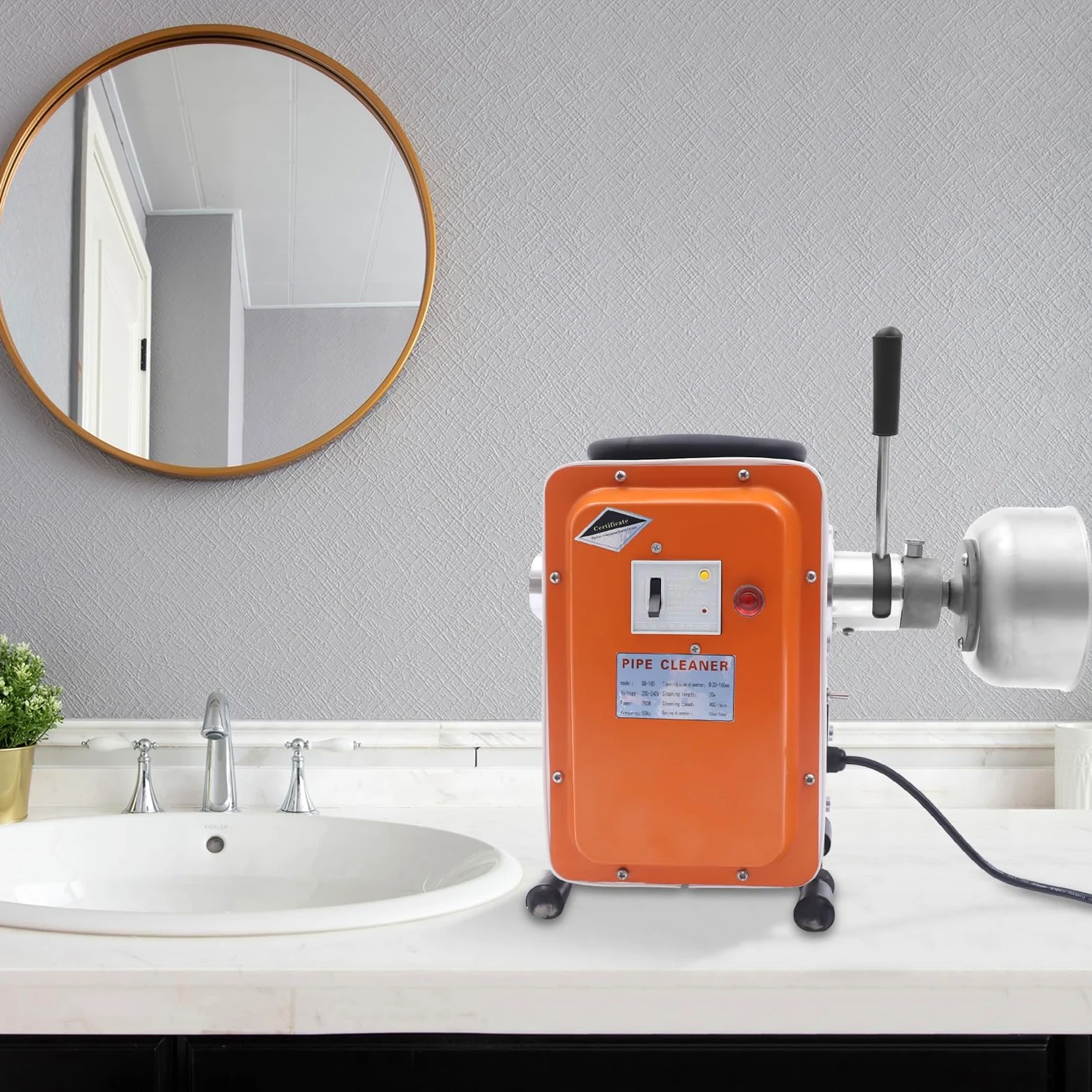 750 W 400 rpm máquina de limpieza eléctrica de tuberías longitud de limpieza 20 m máquina de limpieza de alta presión dispositivo limpiador de tuberías limpiador de desagües