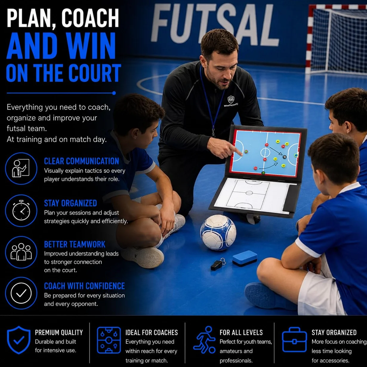 Carpeta Táctica para Entrenadores de Fútbol Sala con Bolsillo