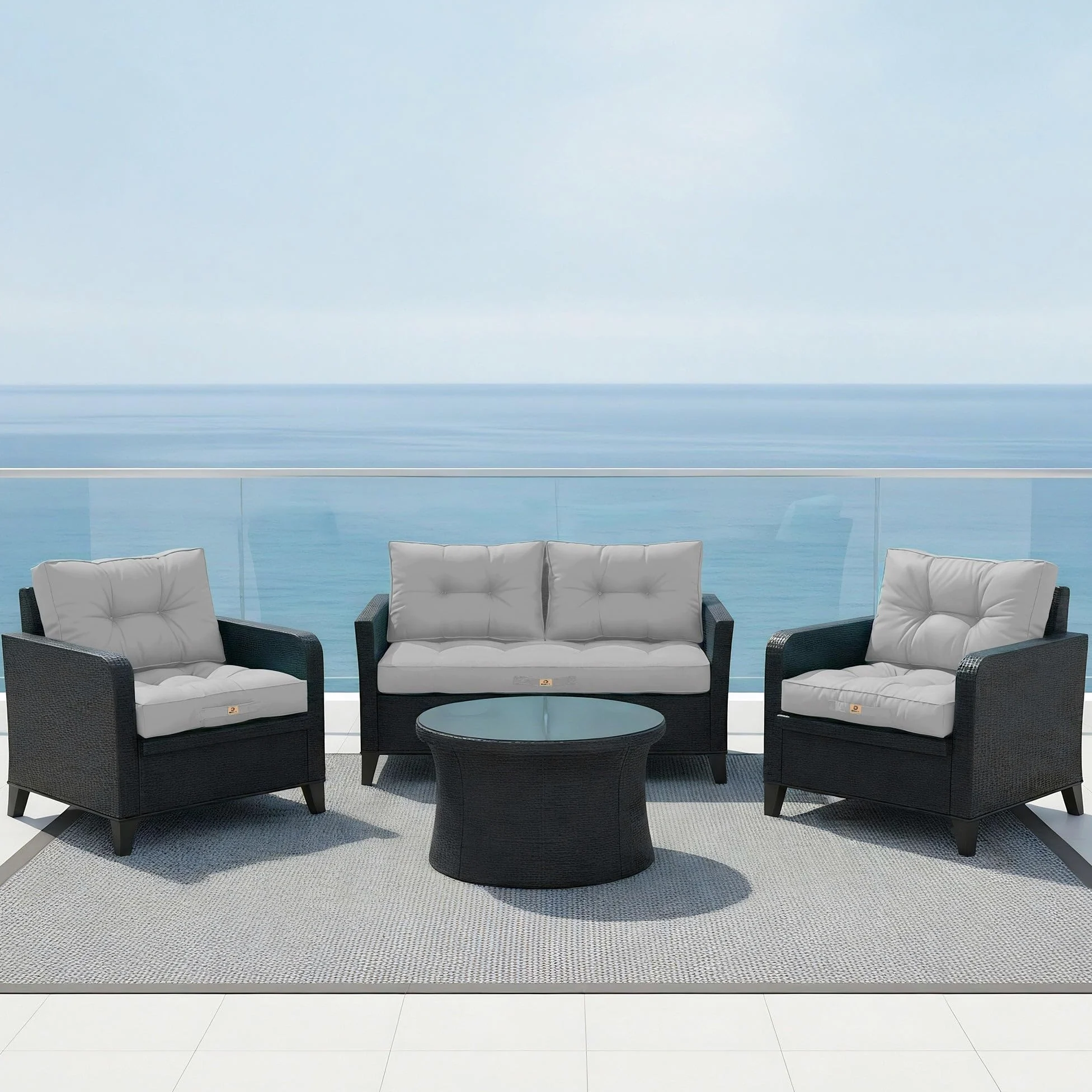 Cojines Exterior para salón de jardín - Ideal para terraza, balcón y salón de Exterior - 60x60 cm - Acolchado, Impermeable y Anti-UV - Gris Guijarro - DÉCO Arts