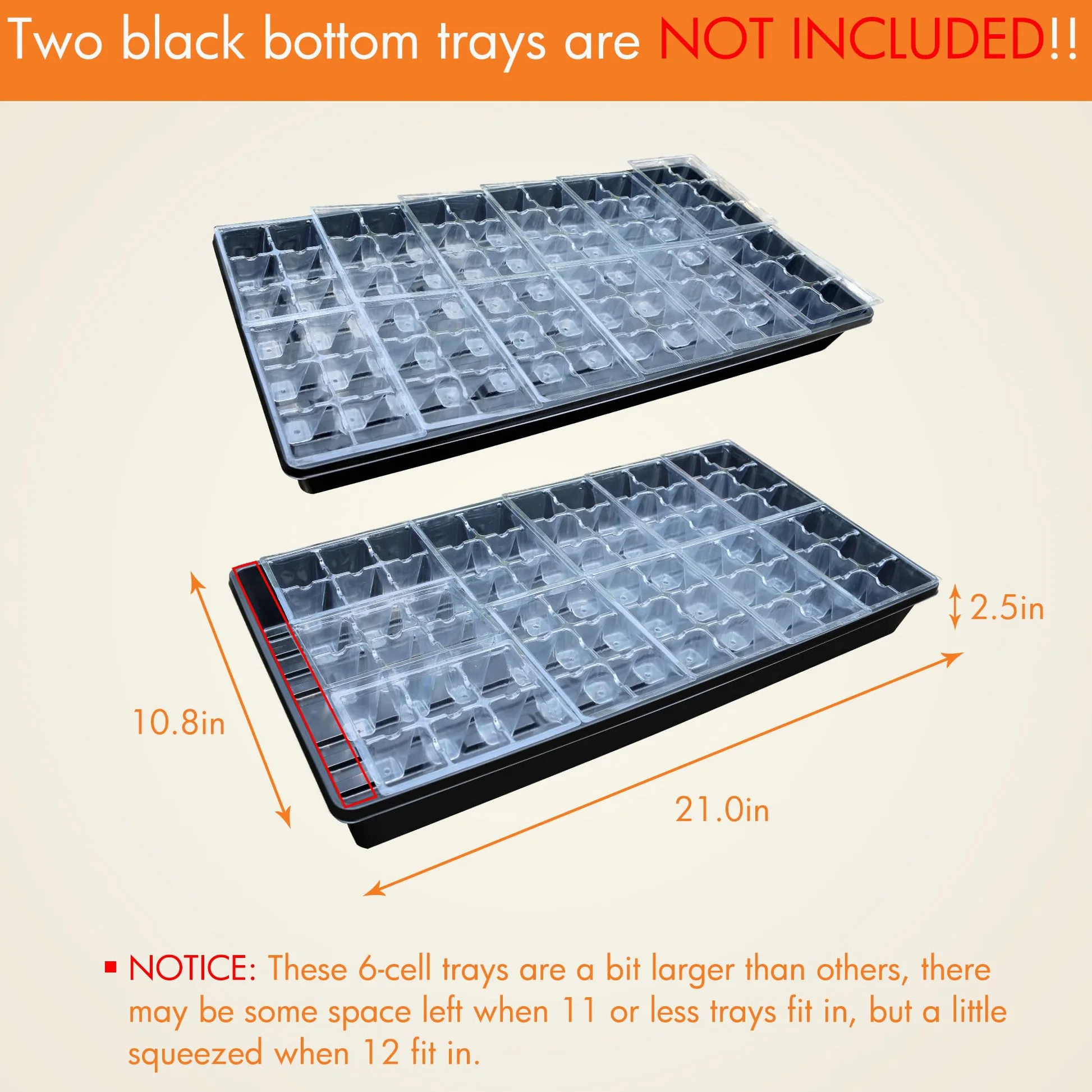 Gardzen Bandejas transparentes de inicio de plántulas, 720 celdas, 6 celdas por bandeja, 120 unidades