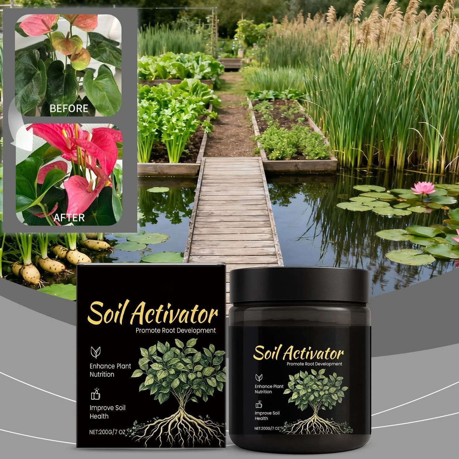 Activador De Suelo Para Plantas, Acondicionador De Suelo, Promueve El Crecimiento Las Raíces Para Jardín, Patios, Granjas, Patios Interiores, Balcones, Terrazas, Céspedes Y Jardines
