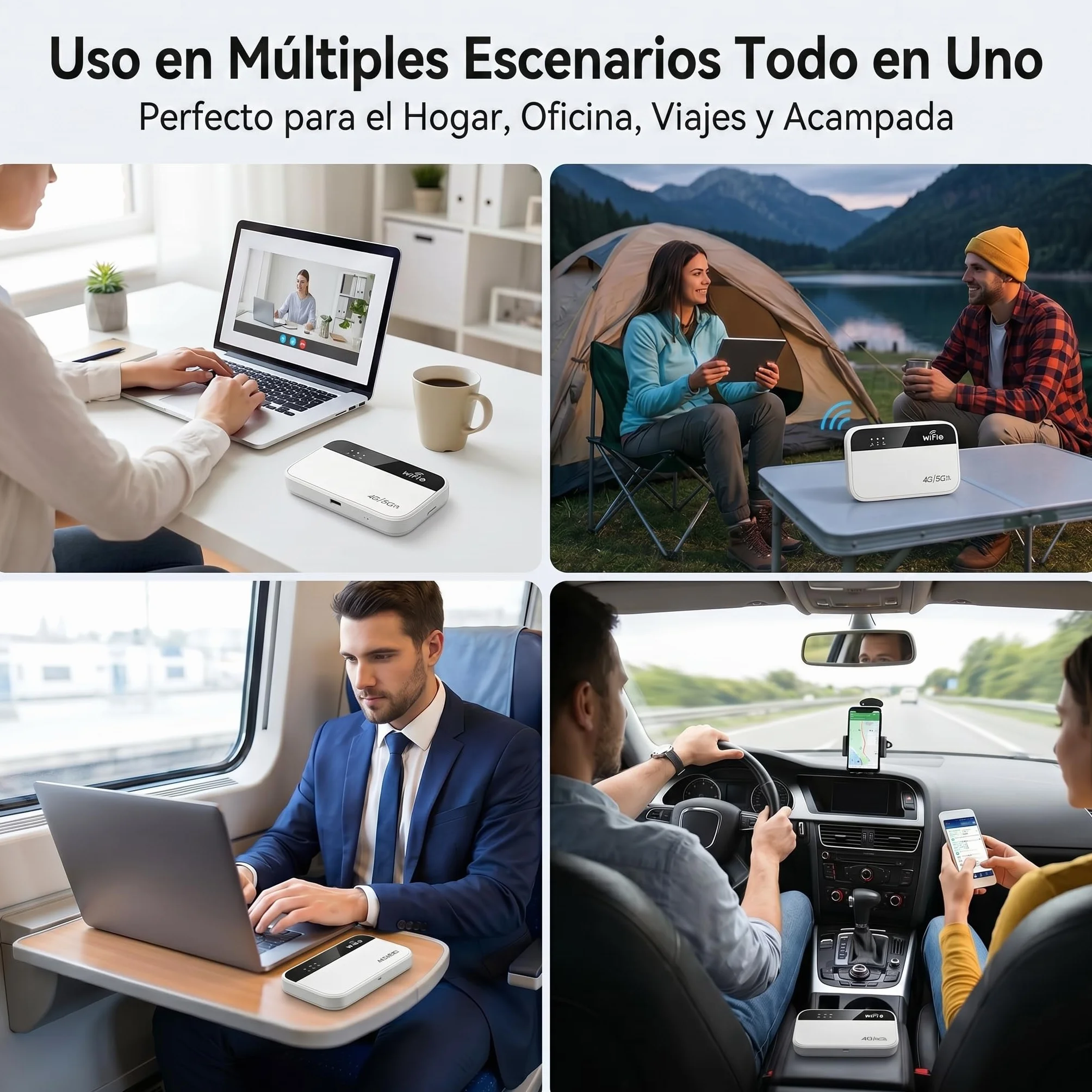 Router WiFi 5G Portátil Ultraligero 3000mAh 14h Autonomía 32 Dispositivos WPA2 Compatible Operadores M2