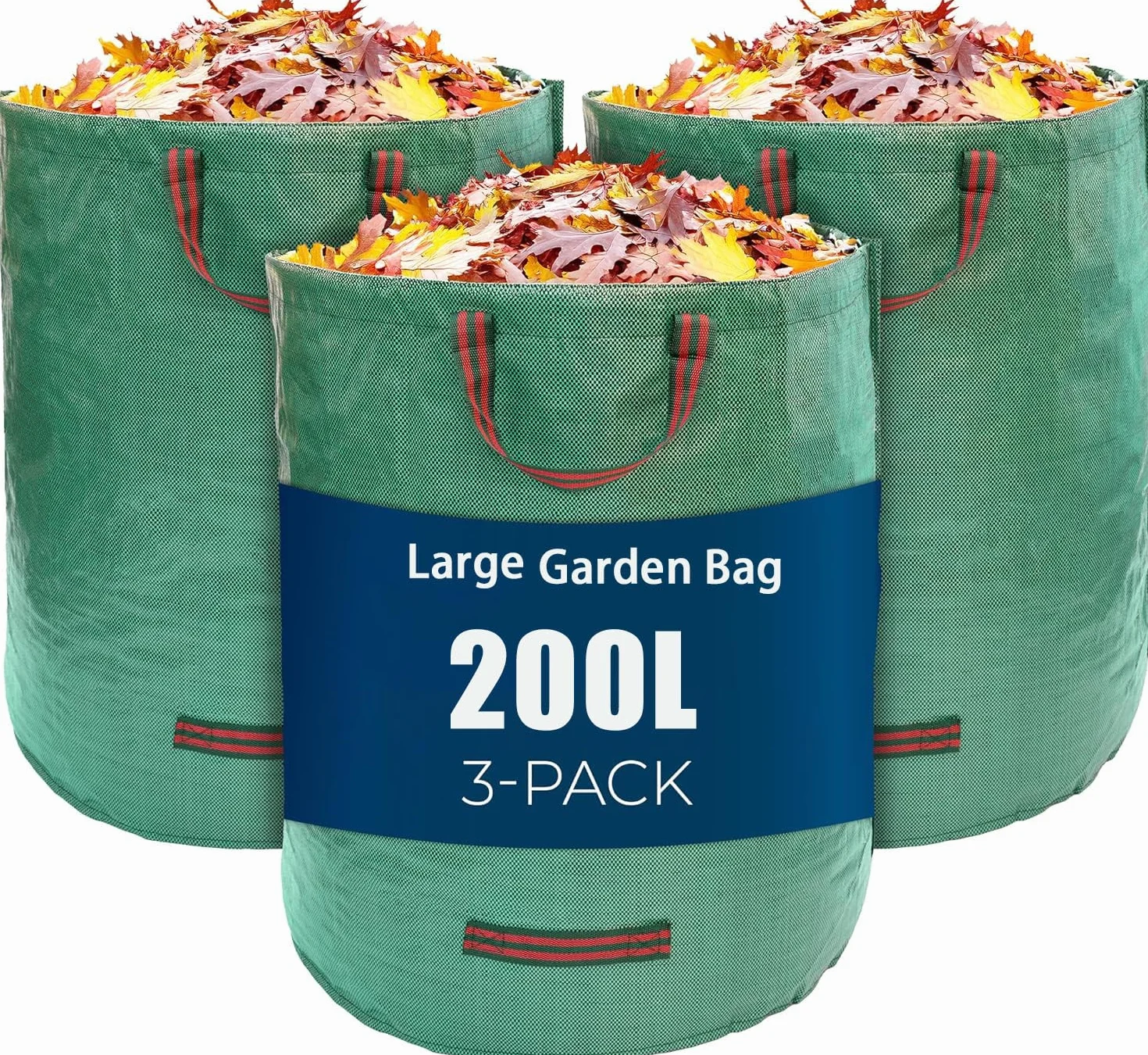 Bolsas de jardín, 3 x 200L Autoportantes y Plegables, Bolsas de Hojas Autoportantes, para Residuos de Jardín, Hojas Secas, Restos de Poda