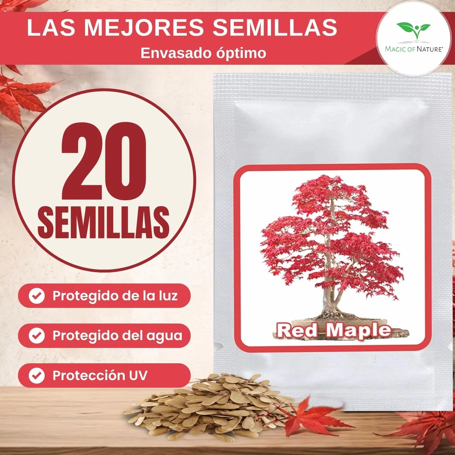 Magic of Nature: Semillas de Arce Japonés Rojo (20 Uds) Adecuado para Bonsái