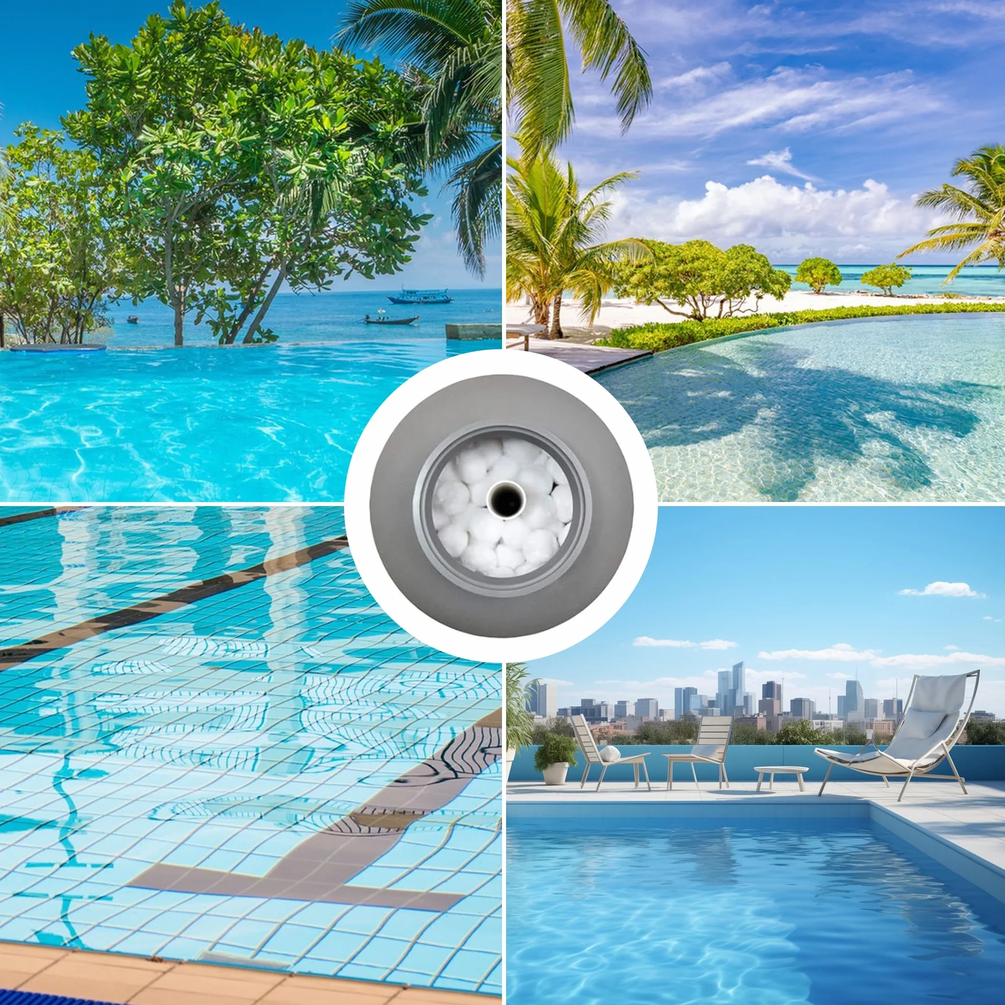 JAADU 800g Bolas Filtro Piscina, Bolas Depuradora Piscina, Reemplaza 28kg Arena de Filtro, para Instalaciones de Filtro de Arena, Piscina, Acuarios