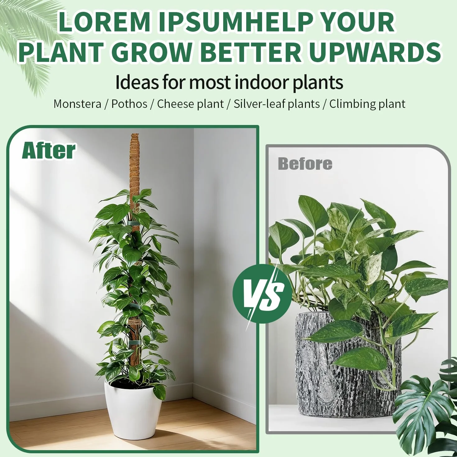 tutores para Plantas,Juego de 4 Postes de Musgo de 32 cm + 1 Poste de Soporte de Musgo Flexible de 100 cm, Postes Apilables para Plantas Trepadoras de Interior, Hiedra y Pothos