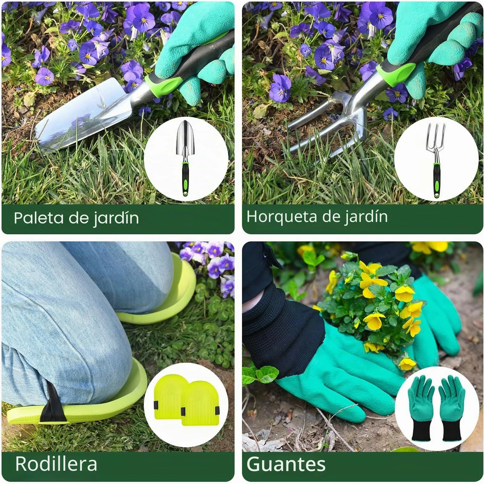 Mactoou Kit Jardineria, 12 Piezas Juego de Herramientas de jardinería con Pala Jardineria, Estera de Jardinería, Bolso de Jardín, Regalos de Jardinería para Mujeres y Hombres