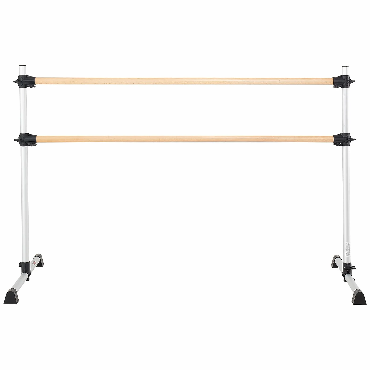 VEVOR Barra de Baile Doble Altura Ajustable 170-1165 mm Madera para Ballet Ejercicios 1840 x 760 x 1180 mm Plata