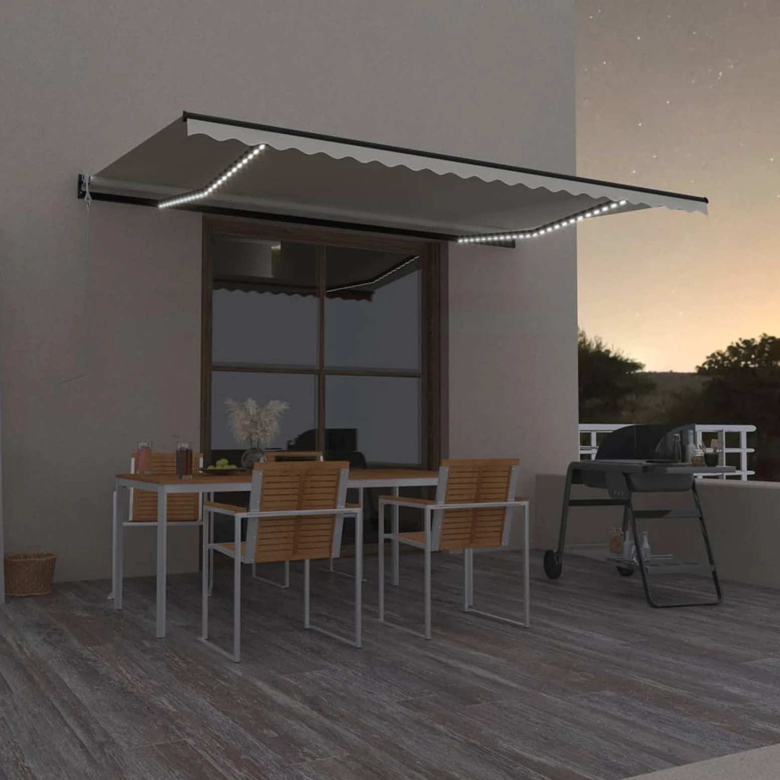 Toldo automático con LED y Sensor de Viento Crema 500x300 cm toldos Exterior terraza Vela toldo Solar Exterior Jardin Telas para toldos