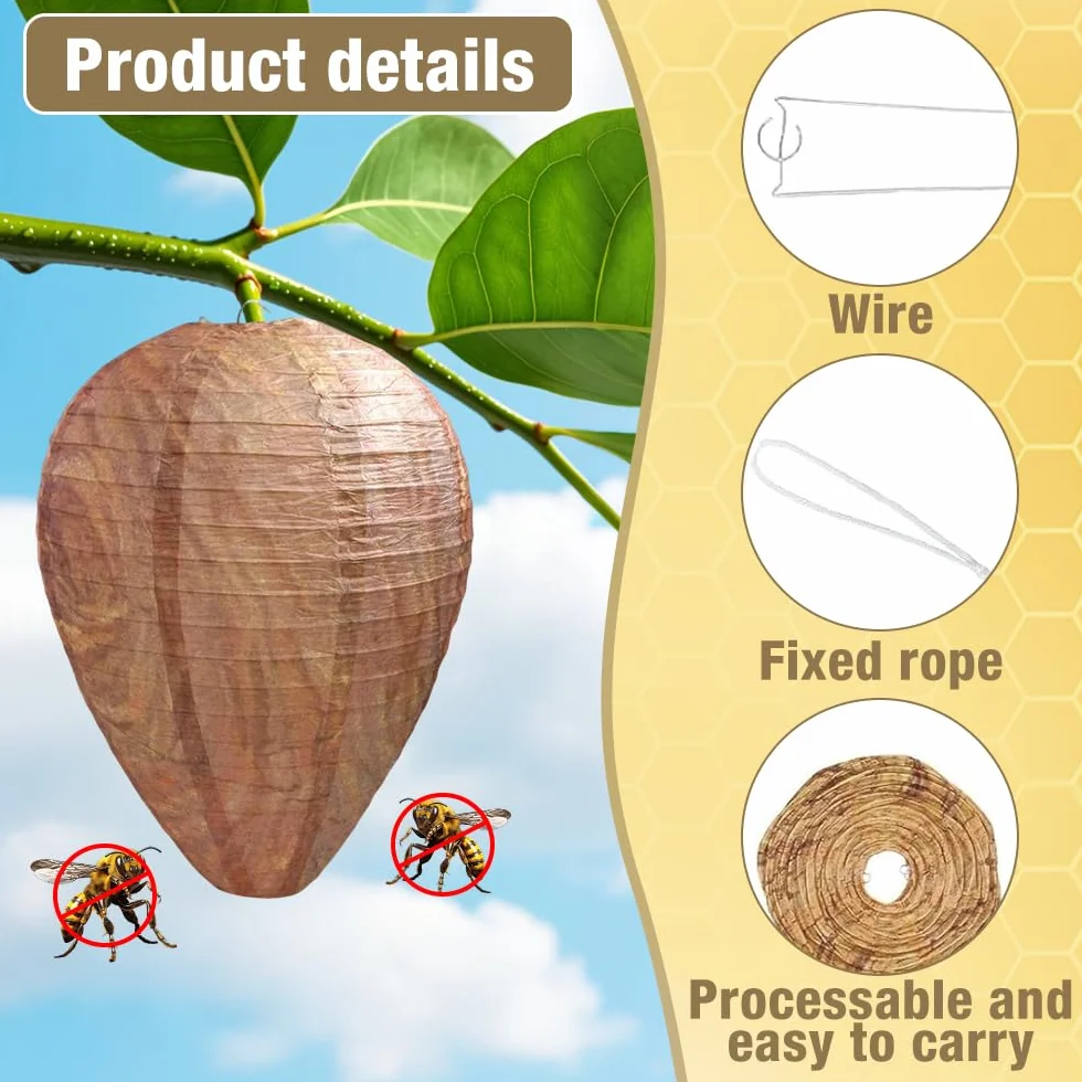 Mineup 8 Piezas Nido de Avispas, Nido de Avispa Artificial, Nido de Avispas Colgante, Nido de Avispas de Suspensión, Natural Ecológico para hogares y Jardines al Aire Libre