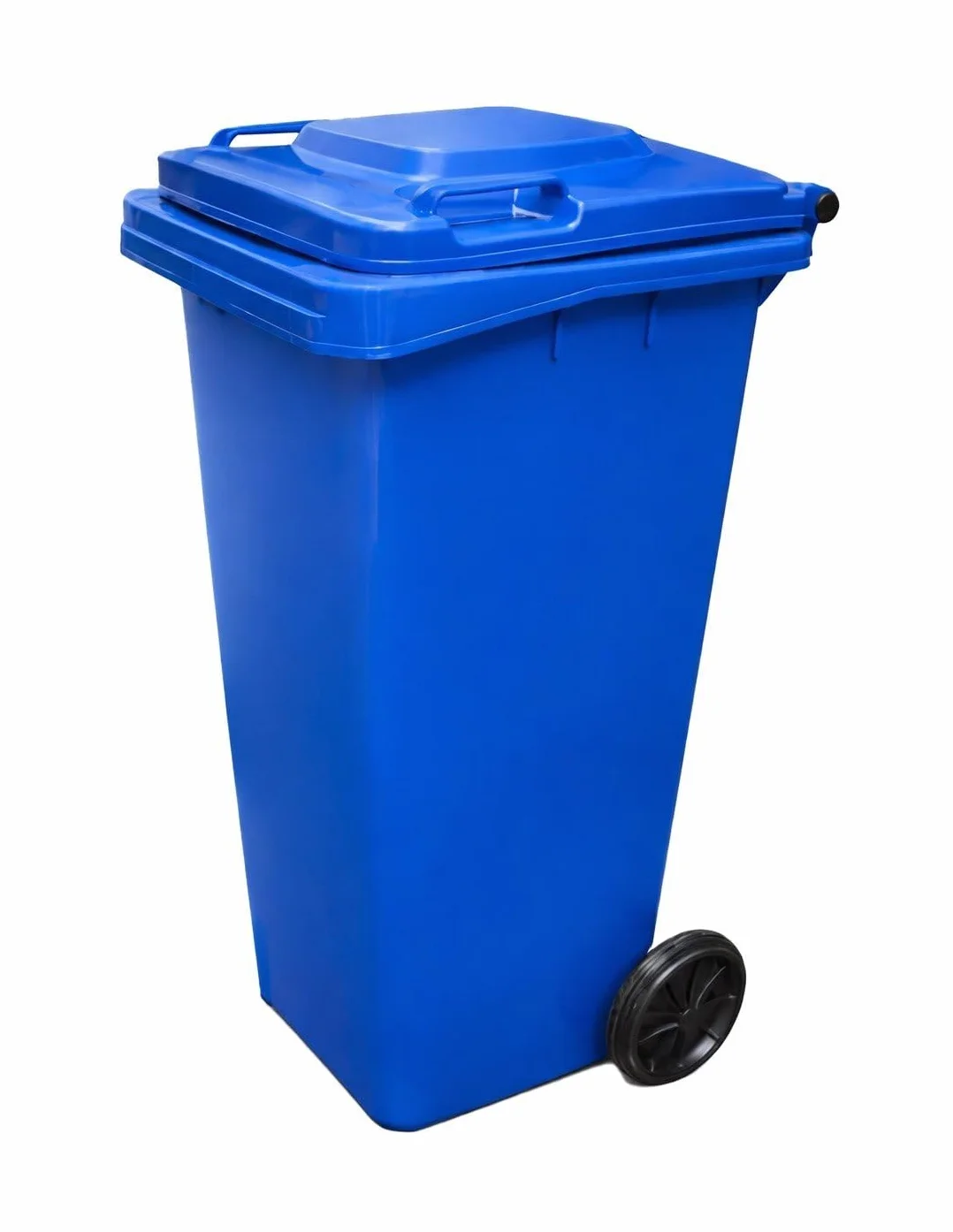 JARDIN202 - Contenedor de Basura Reciclables de Colores con Ruedas y Mango Antideslizantes | 120L, 240L, 360L, 800L y 1100L | 120 L (Azul)