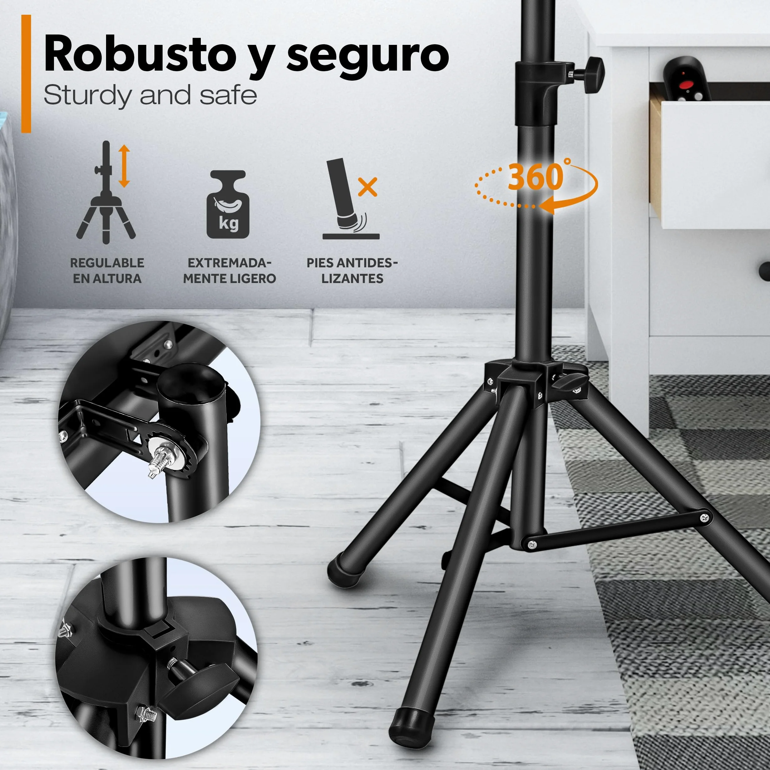 TRESKO Calefactor por Infrarrojos 2500W Control Remoto Estufa Radiante 3 Temperaturas Radiador Eléctrico Exterior Interior Calentador Altura Regulable Negro