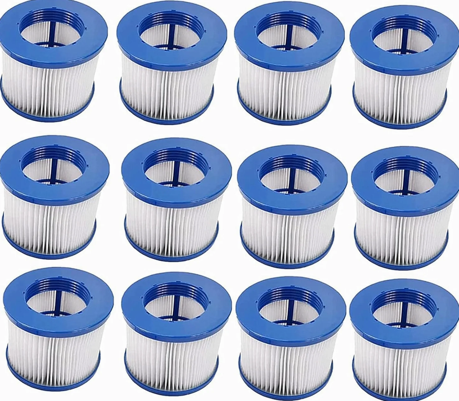 Cartucho de filtro de spa para accesorios de jacuzzi, filtro Clever Spa de 75 x 100 mm, filtro de piscina compatible con piscinas de spa, filtro de láminas (azul-12 unidades)
