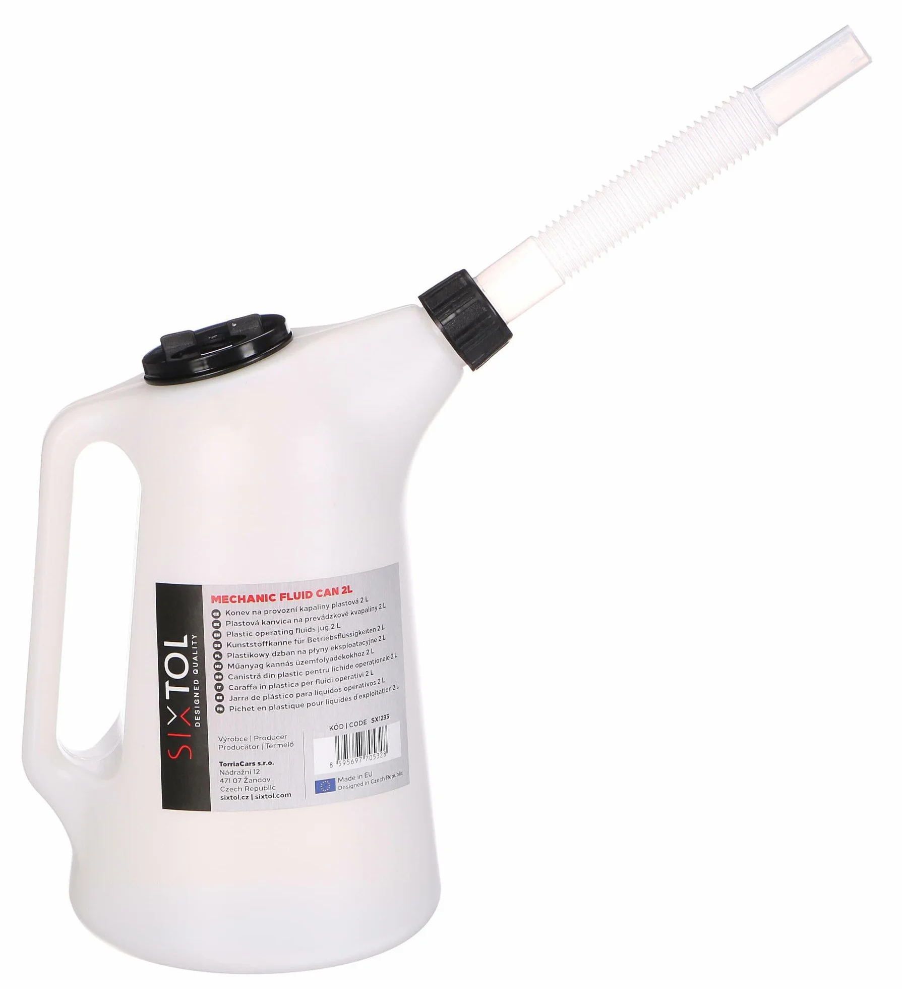 MECHANIC FLUID CAN 2L | Regadera de plástico para líquidos de funcionamiento | Caño flexible | Resistente a productos químicos | Jarra de taller | Escala de medición