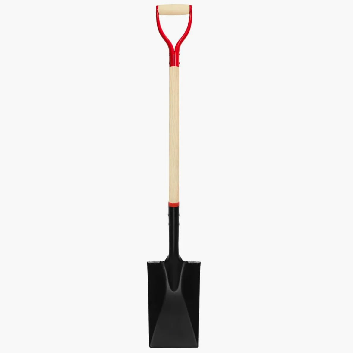 VNIMTI Pala de pala para excavar, pala resistente con mango en D de madera, pala cuadrada plana para jardinería y bordes, 114 cm