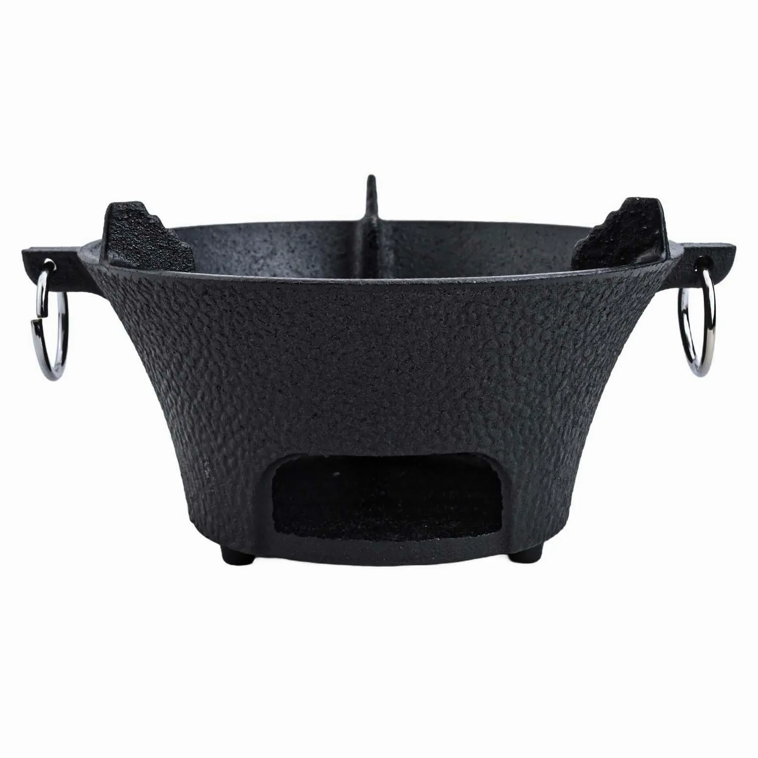 Estufa de carbón de hierro fundido, parrilla coreana portátil para barbacoa y horno japonés con base gruesa para calentamiento uniforme, cocina compacta para acampar al aire libre, negro (19,5 cm)