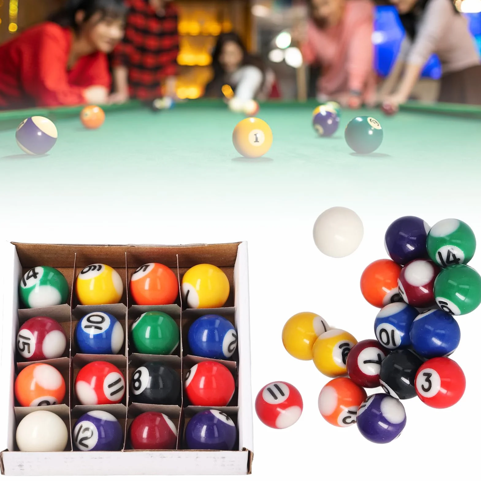 Juego Completo de Bolas de Billar de Resina de Estilo Americano, 16 Piezas de 25 mm